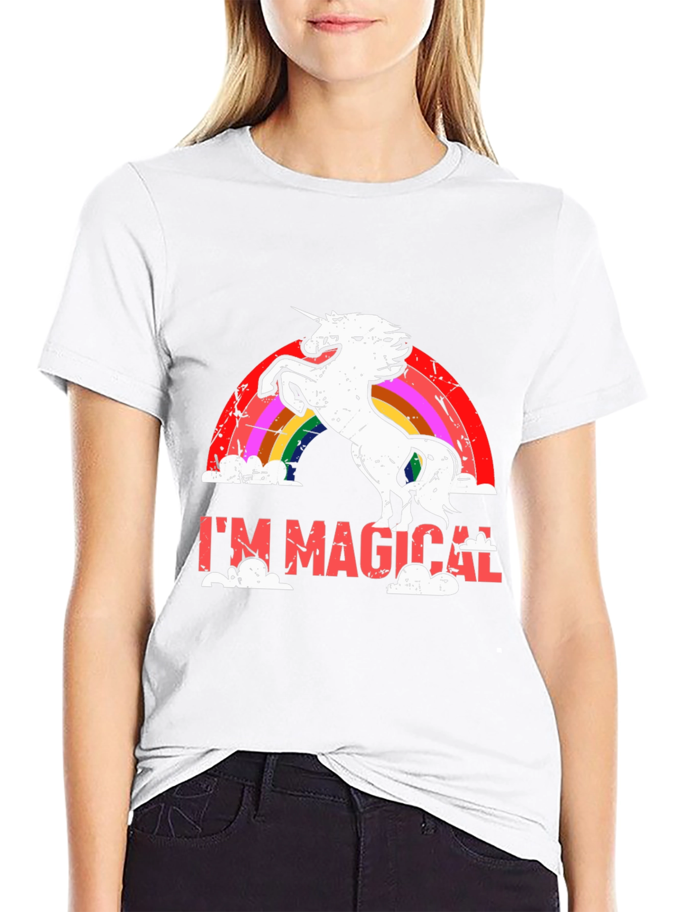 Im Magical Unicorn Rainbow Black T-Shirt