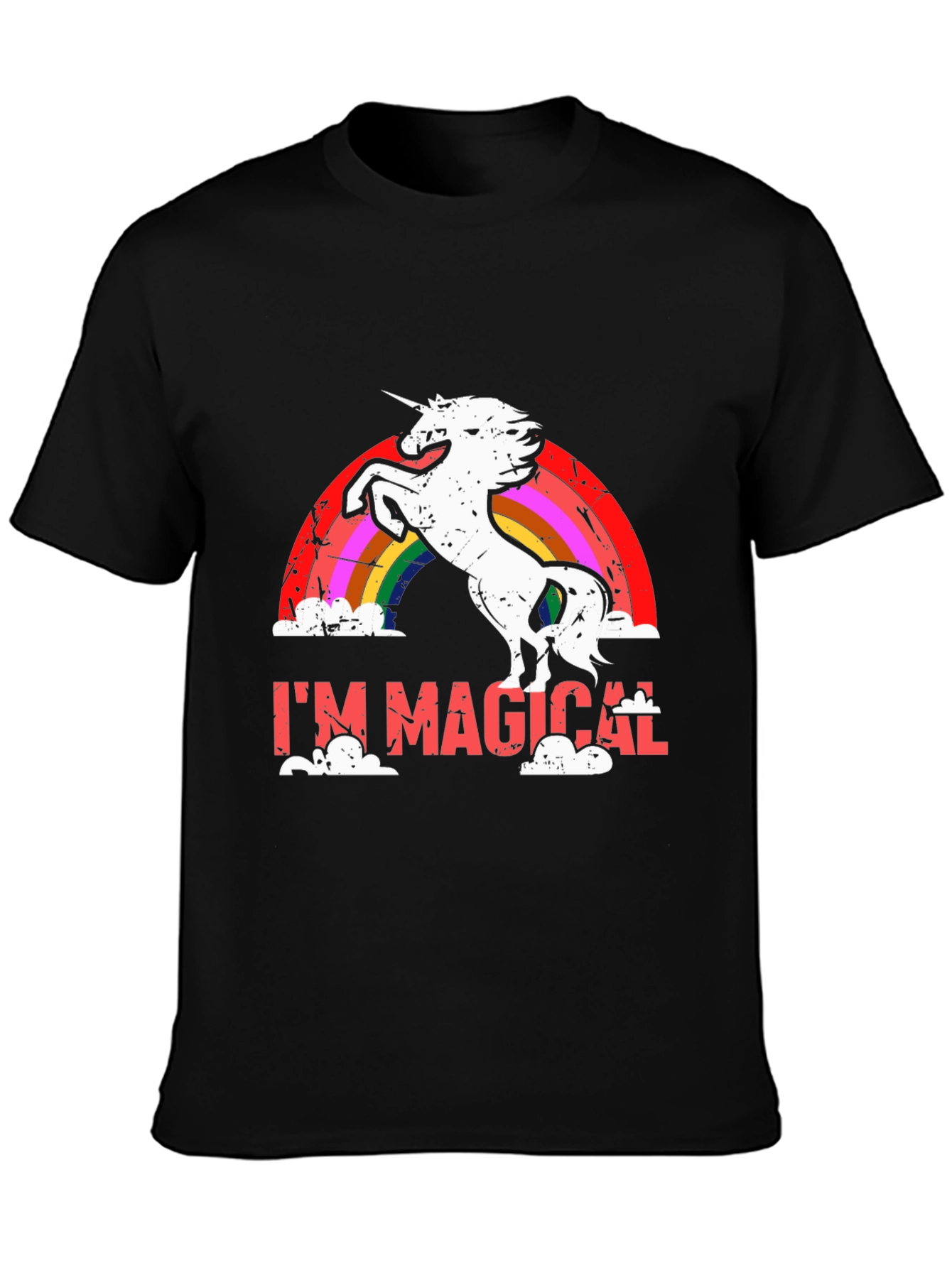 Im Magical Unicorn Rainbow Black T-Shirt