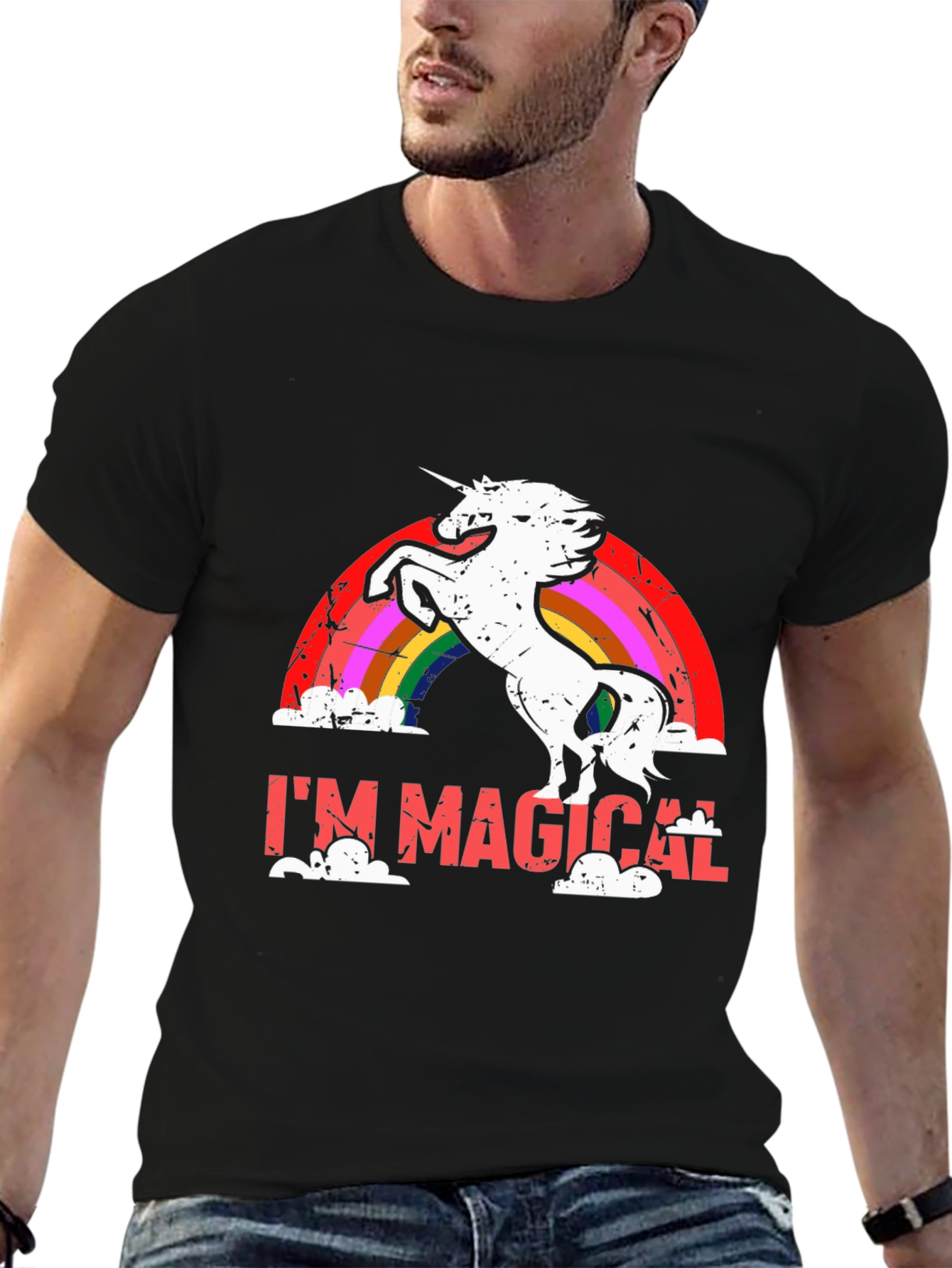 Im Magical Unicorn Rainbow Black T-Shirt