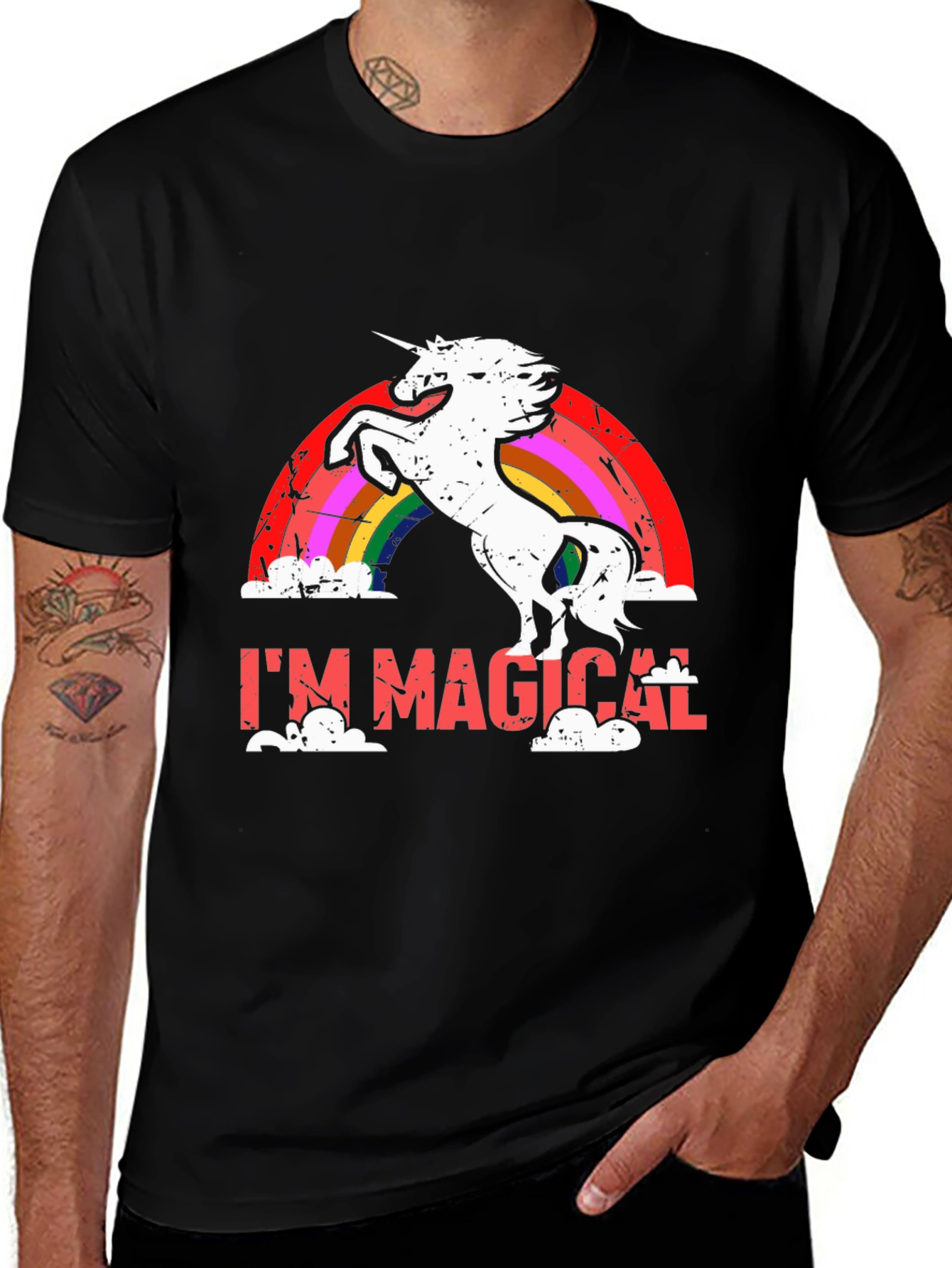 Im Magical Unicorn Rainbow Black T-Shirt