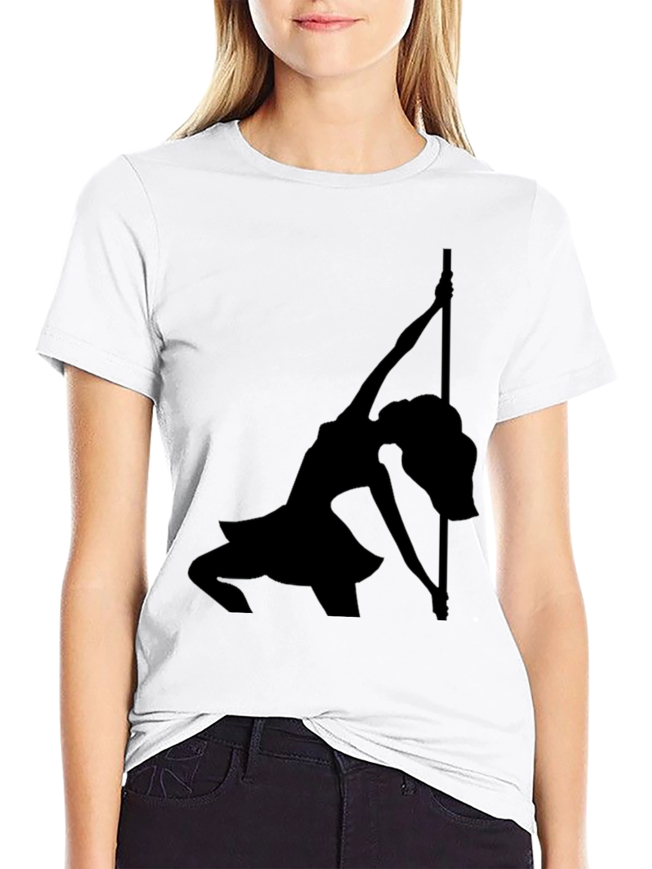 Pole Dancer Graphic Tee - Black Cotton T-Shirt