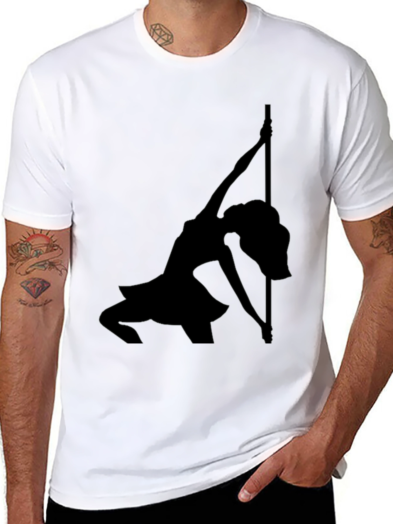 Pole Dancer Graphic Tee - Black Cotton T-Shirt