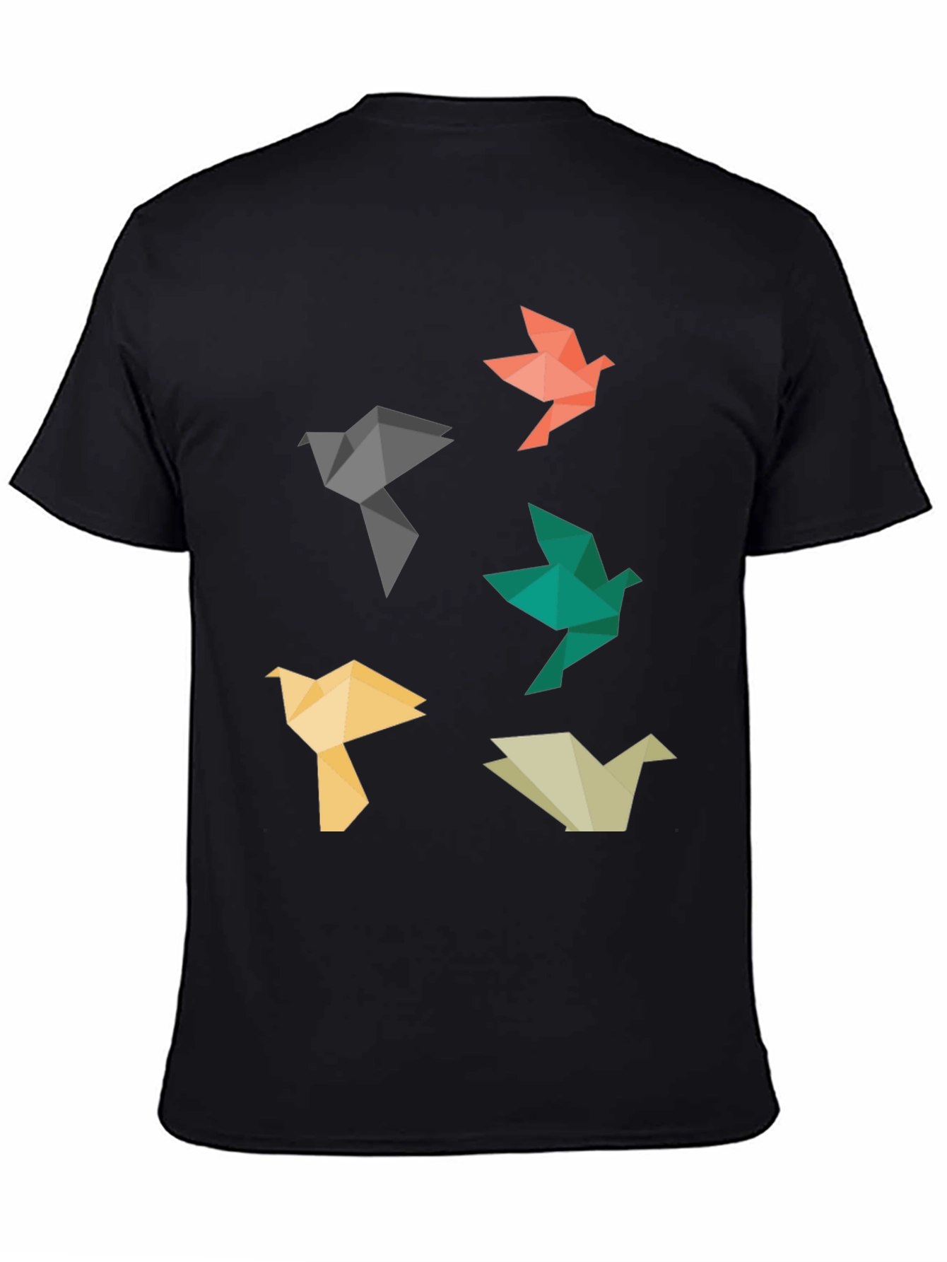 Origami Bird Graphic Tee - Black Casual T-Shirt