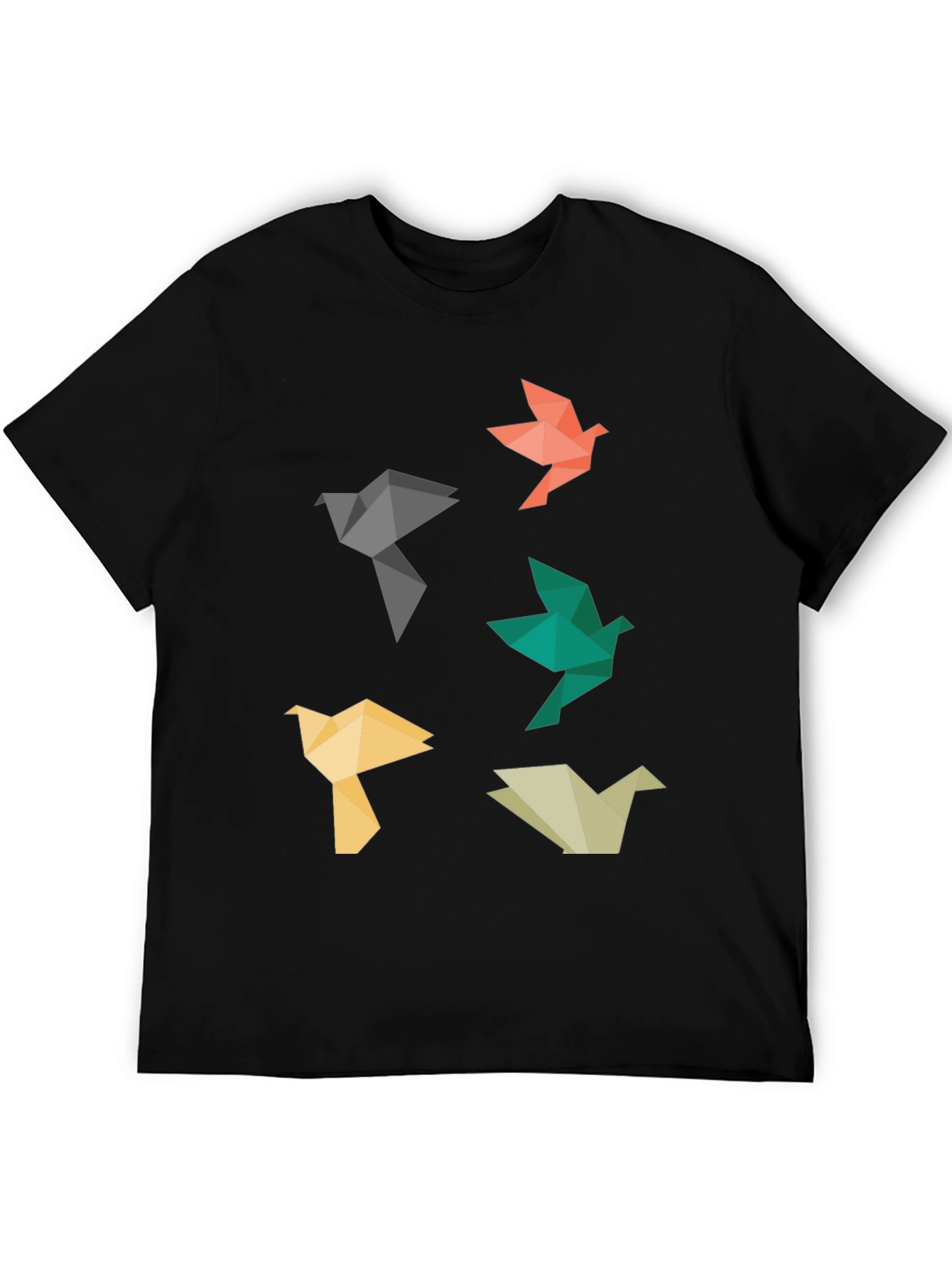 Origami Bird Graphic Tee - Black Casual T-Shirt