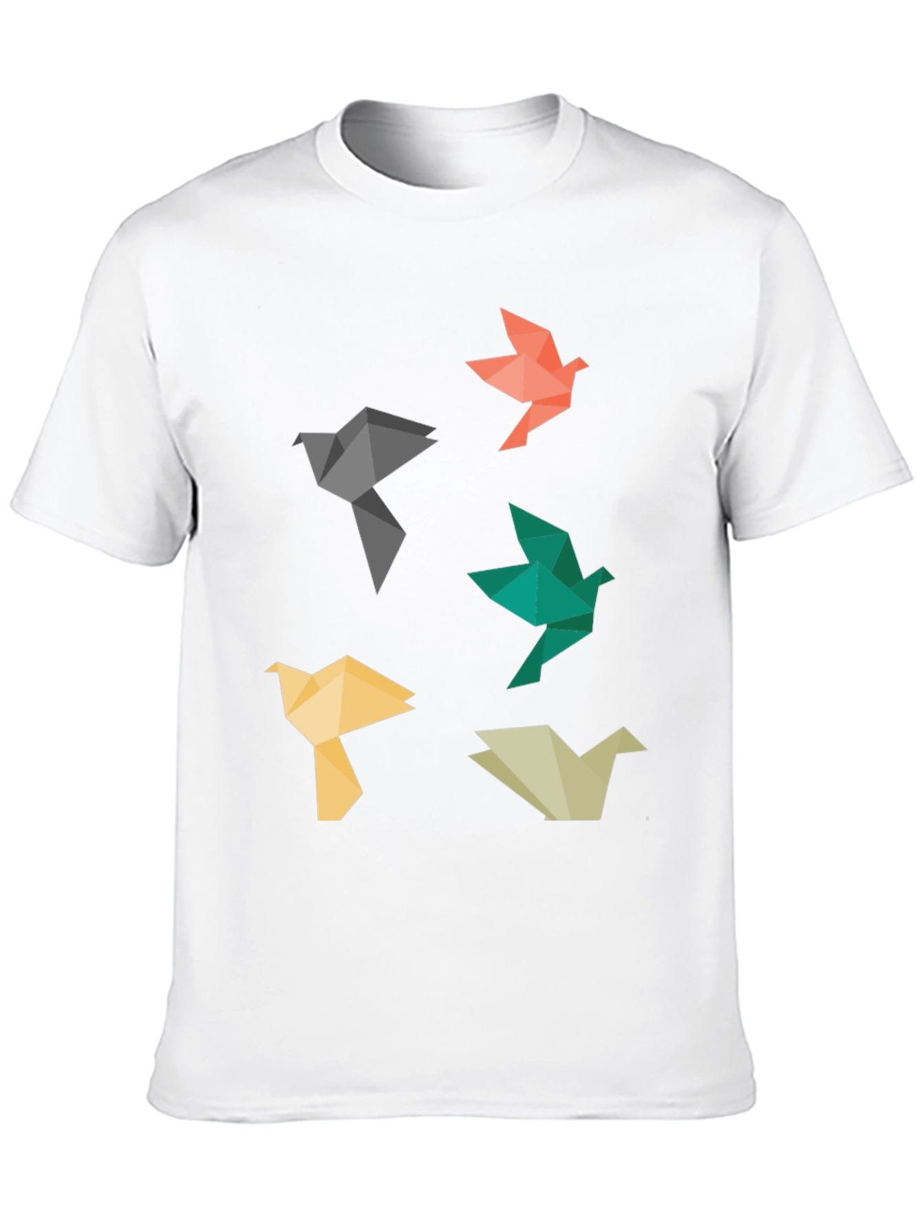Origami Bird Graphic Tee - Black Casual T-Shirt