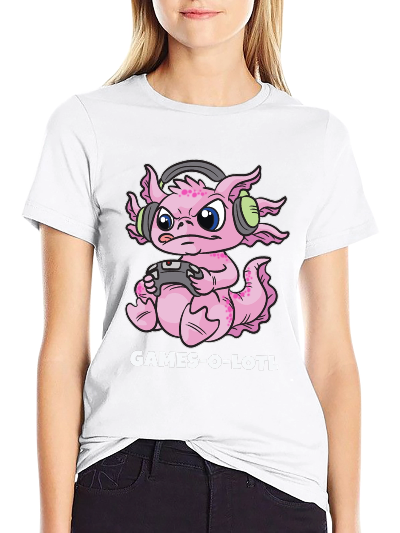 Games-o-lotl Gamer Axolotl Graphic T-Shirt