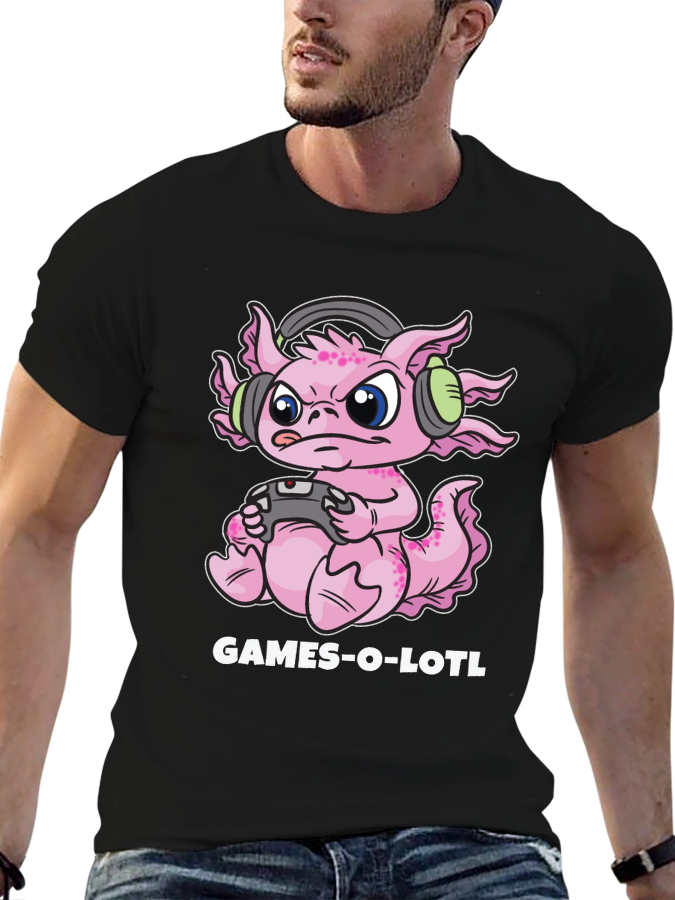 Games-o-lotl Gamer Axolotl Graphic T-Shirt