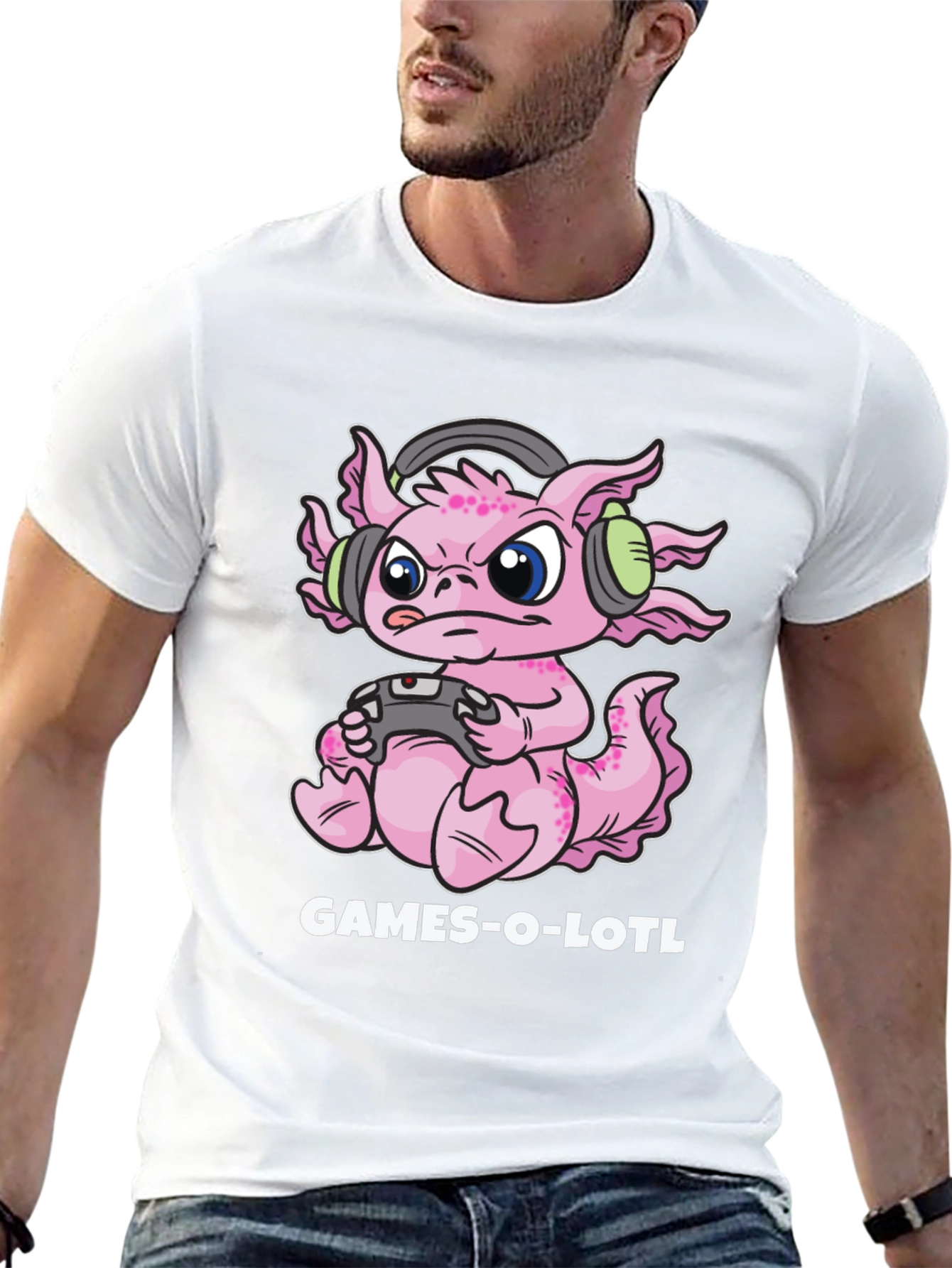 Games-o-lotl Gamer Axolotl Graphic T-Shirt