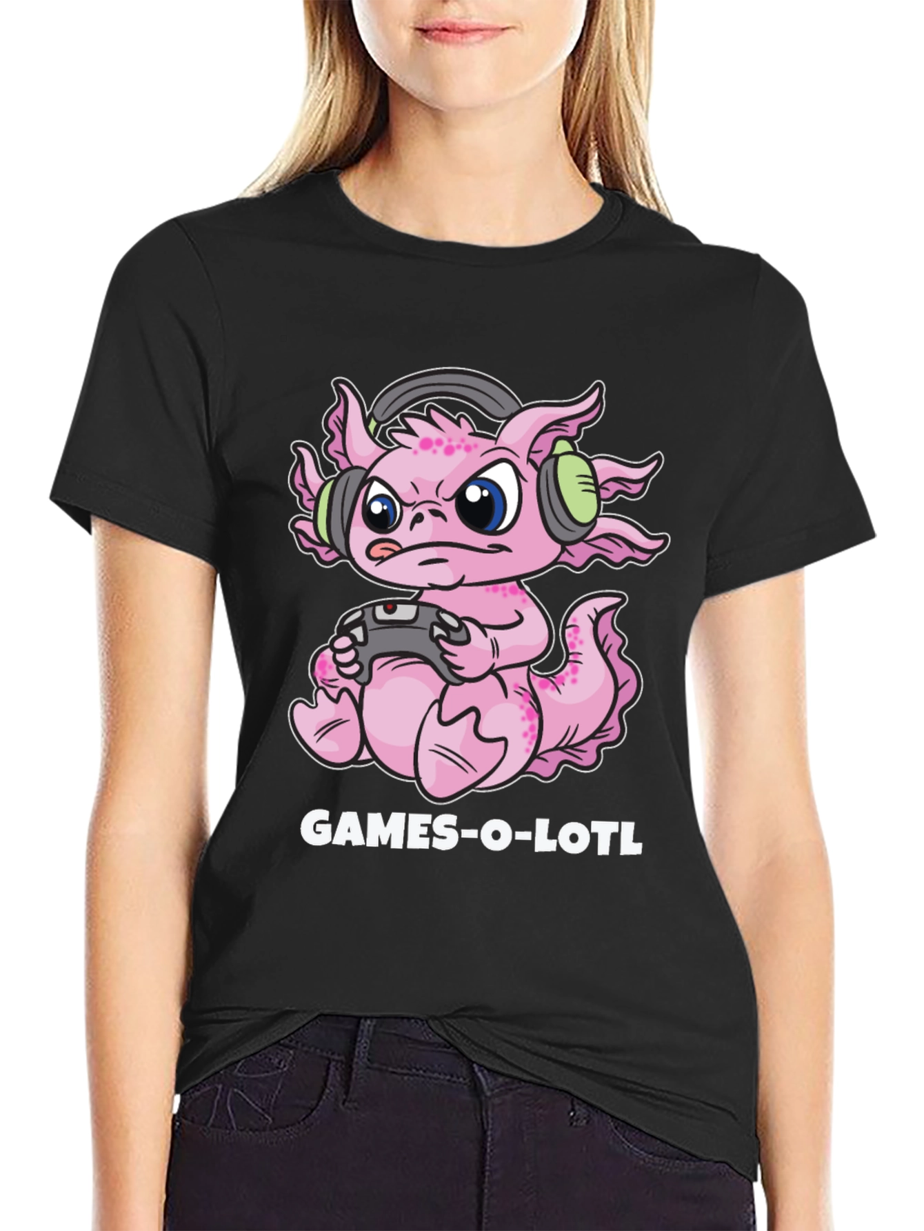 Games-o-lotl Gamer Axolotl Graphic T-Shirt