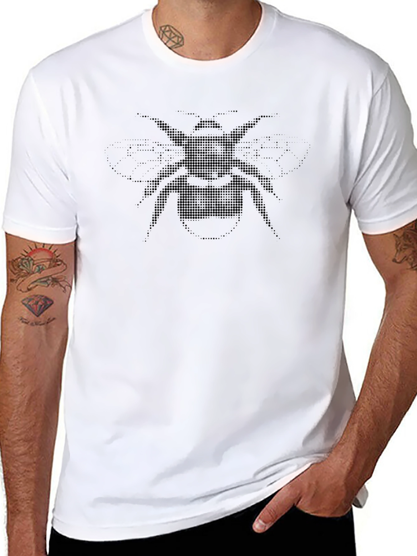 Dotted Bee Graphic T-Shirt - Mens Black Tee