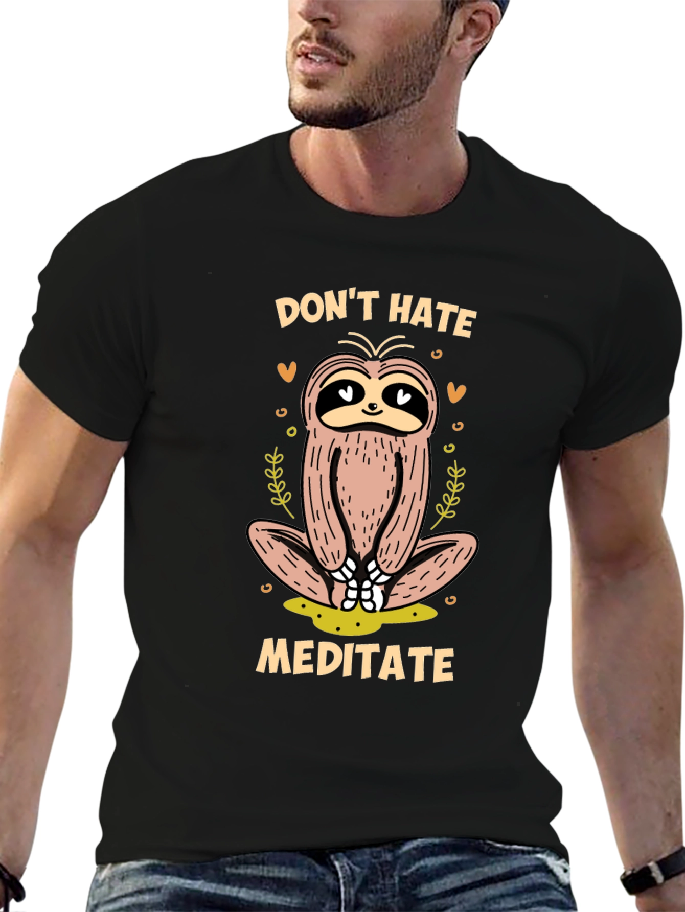 Dont Hate Meditate Sloth Graphic Tee