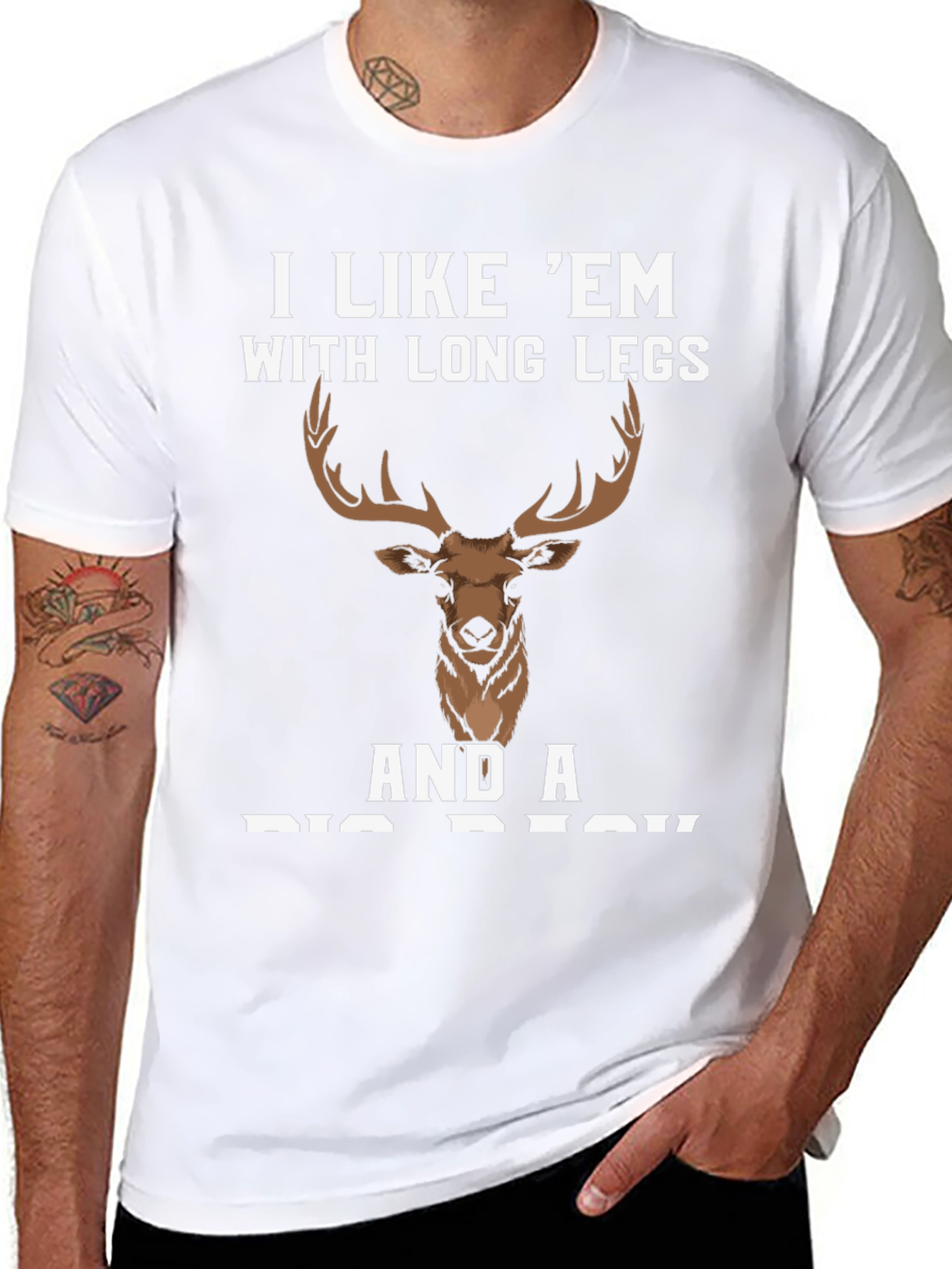 I Like Em Long Legs Deer Graphic Tee