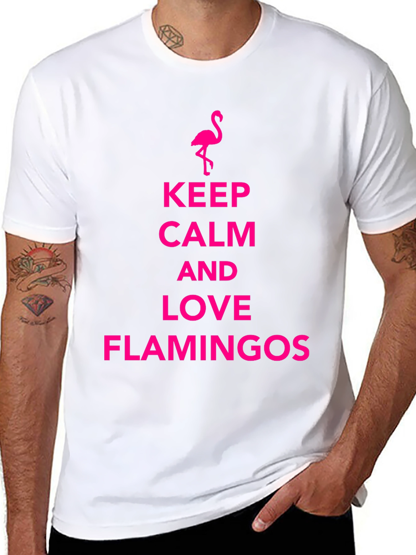 Keep Calm Love Flamingos Black T-Shirt