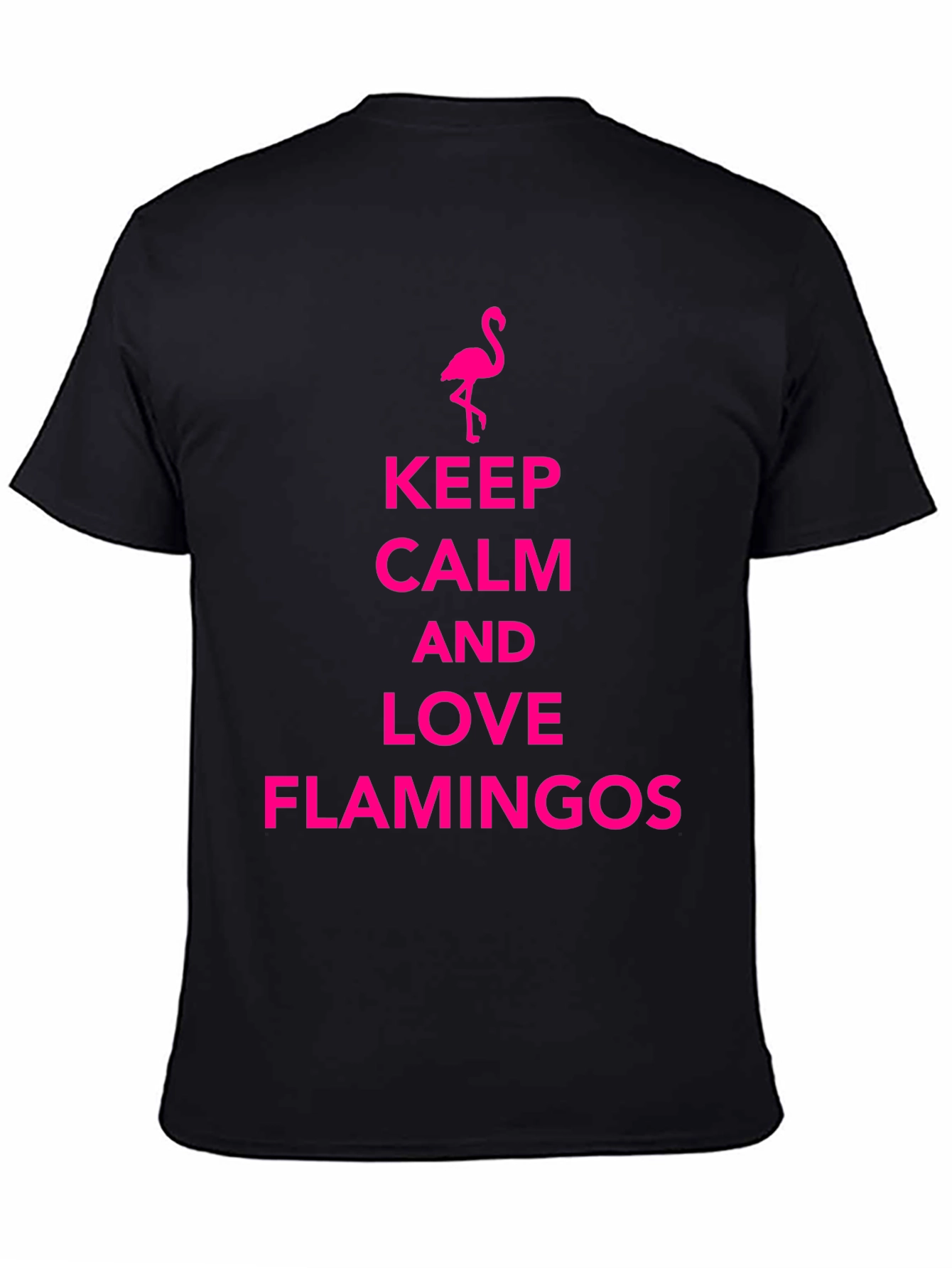 Keep Calm Love Flamingos Black T-Shirt