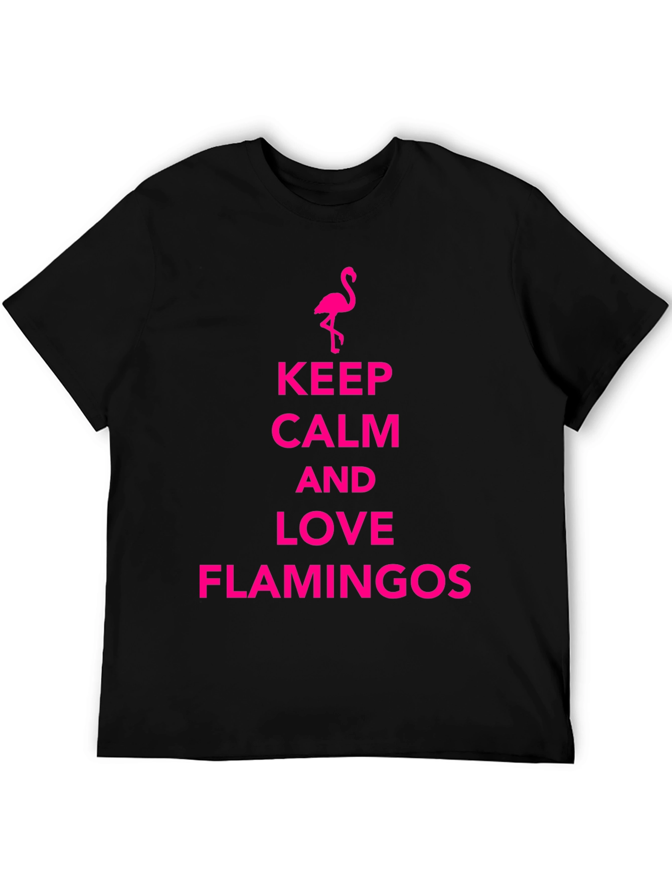 Keep Calm Love Flamingos Black T-Shirt