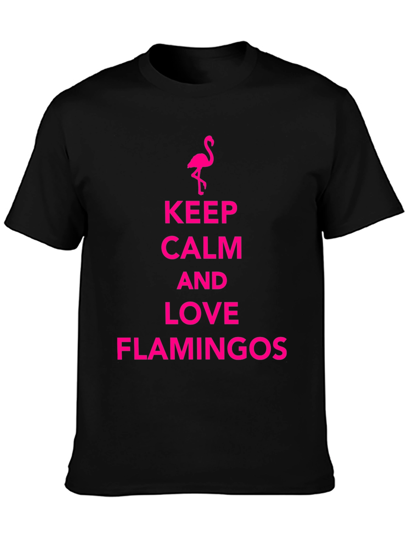 Keep Calm Love Flamingos Black T-Shirt