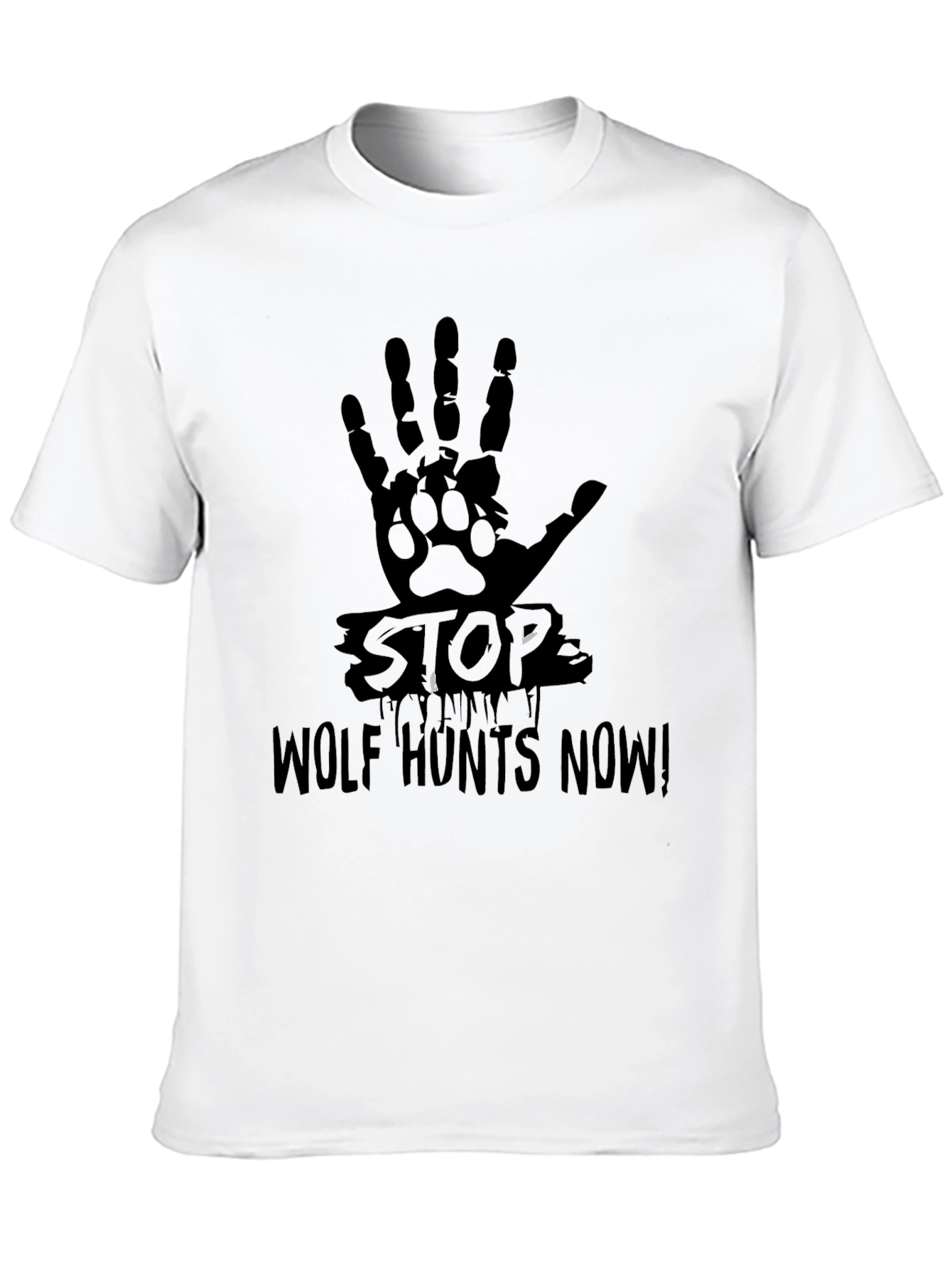Stop Wolf Hunts Now! Black T-Shirt