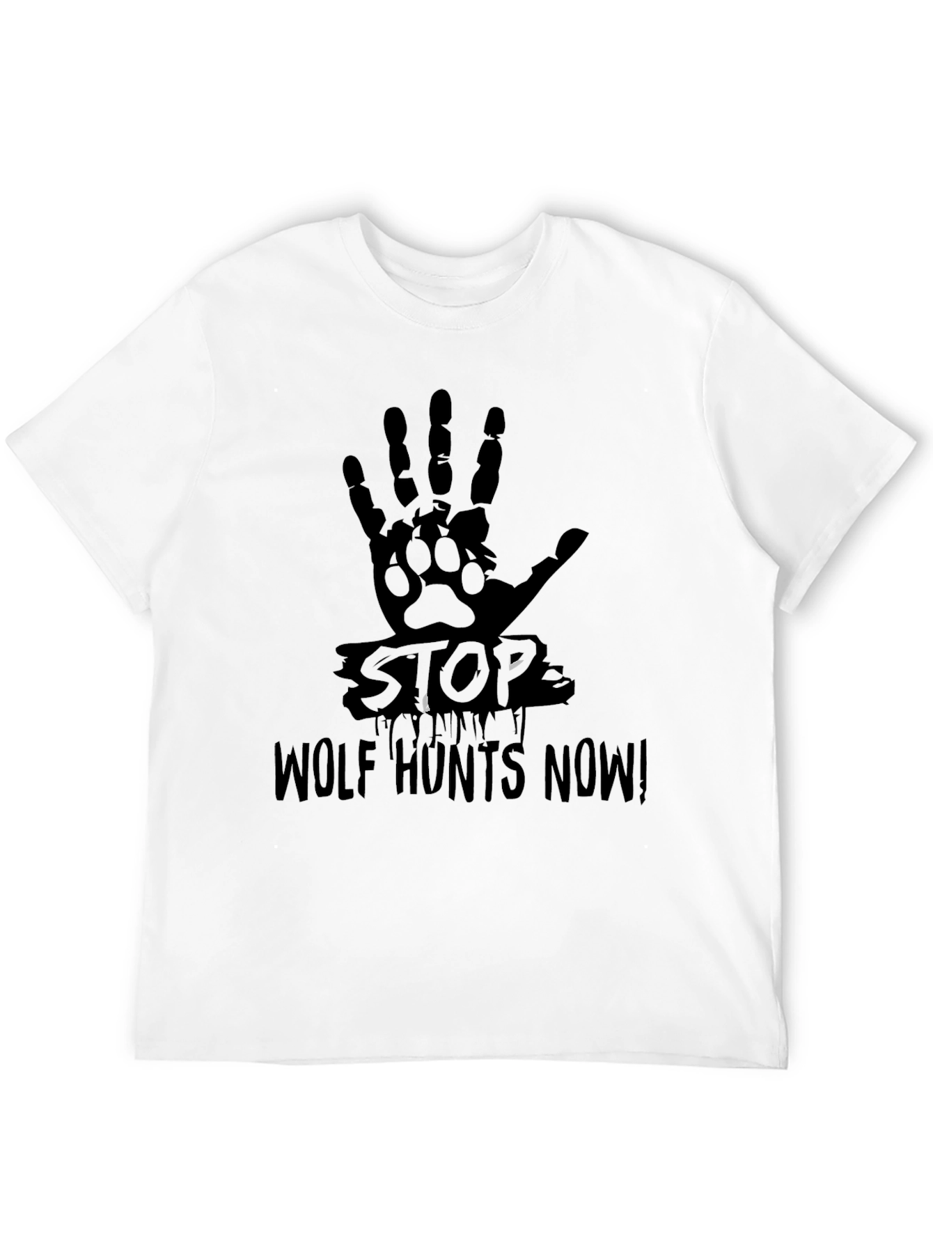 Stop Wolf Hunts Now! Black T-Shirt