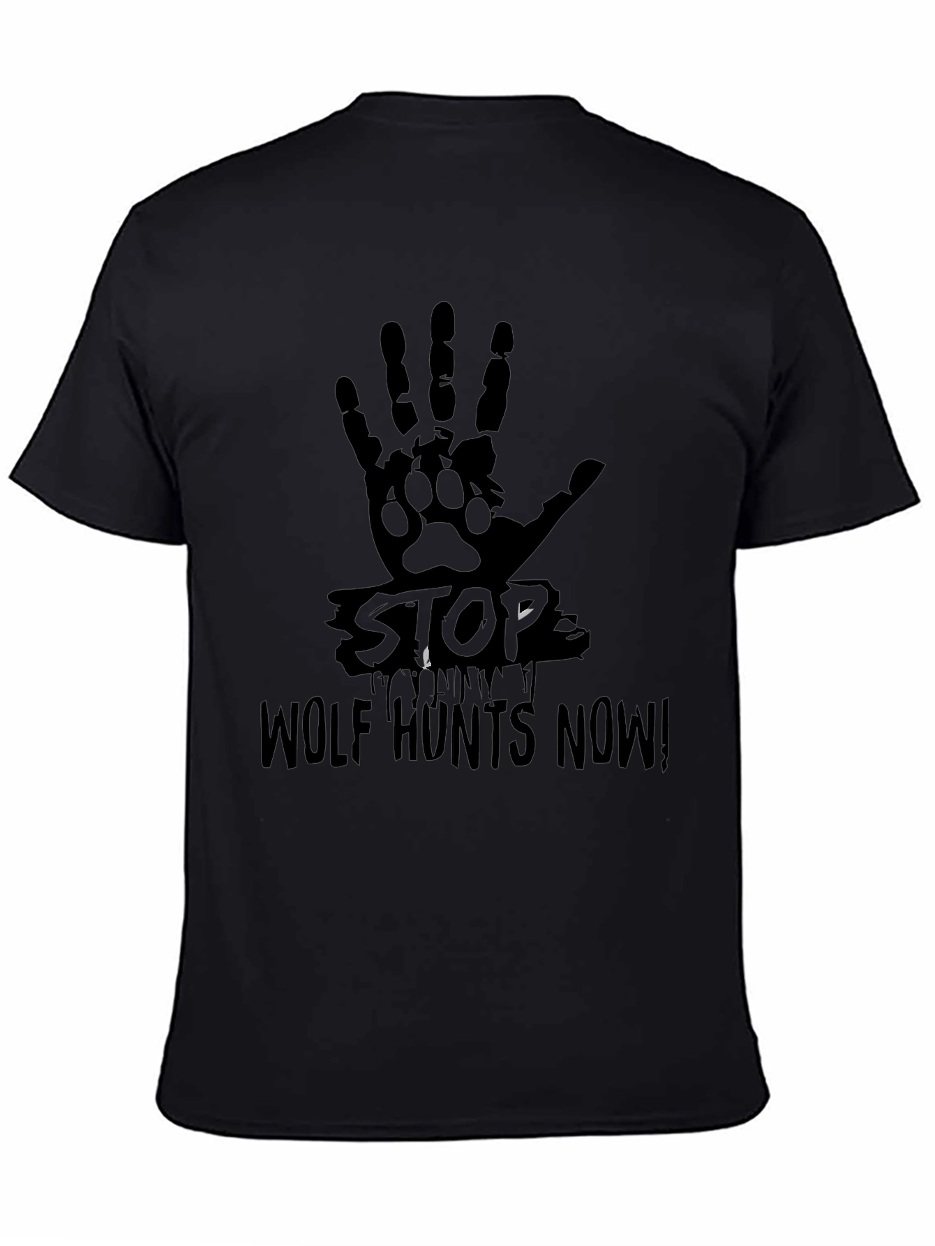 Stop Wolf Hunts Now! Black T-Shirt
