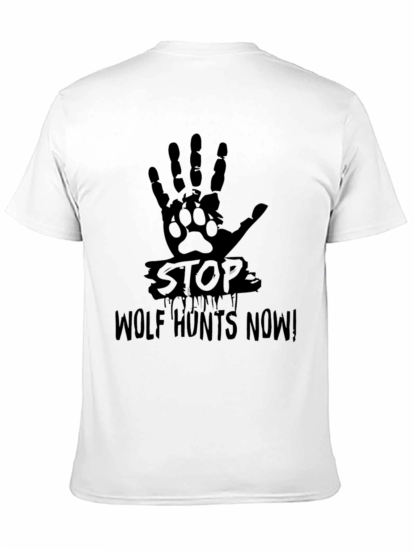 Stop Wolf Hunts Now! Black T-Shirt