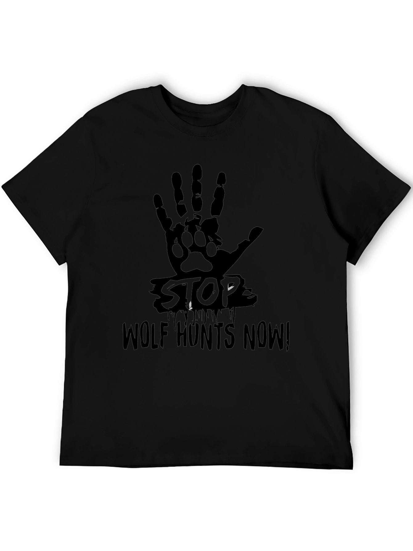 Stop Wolf Hunts Now! Black T-Shirt