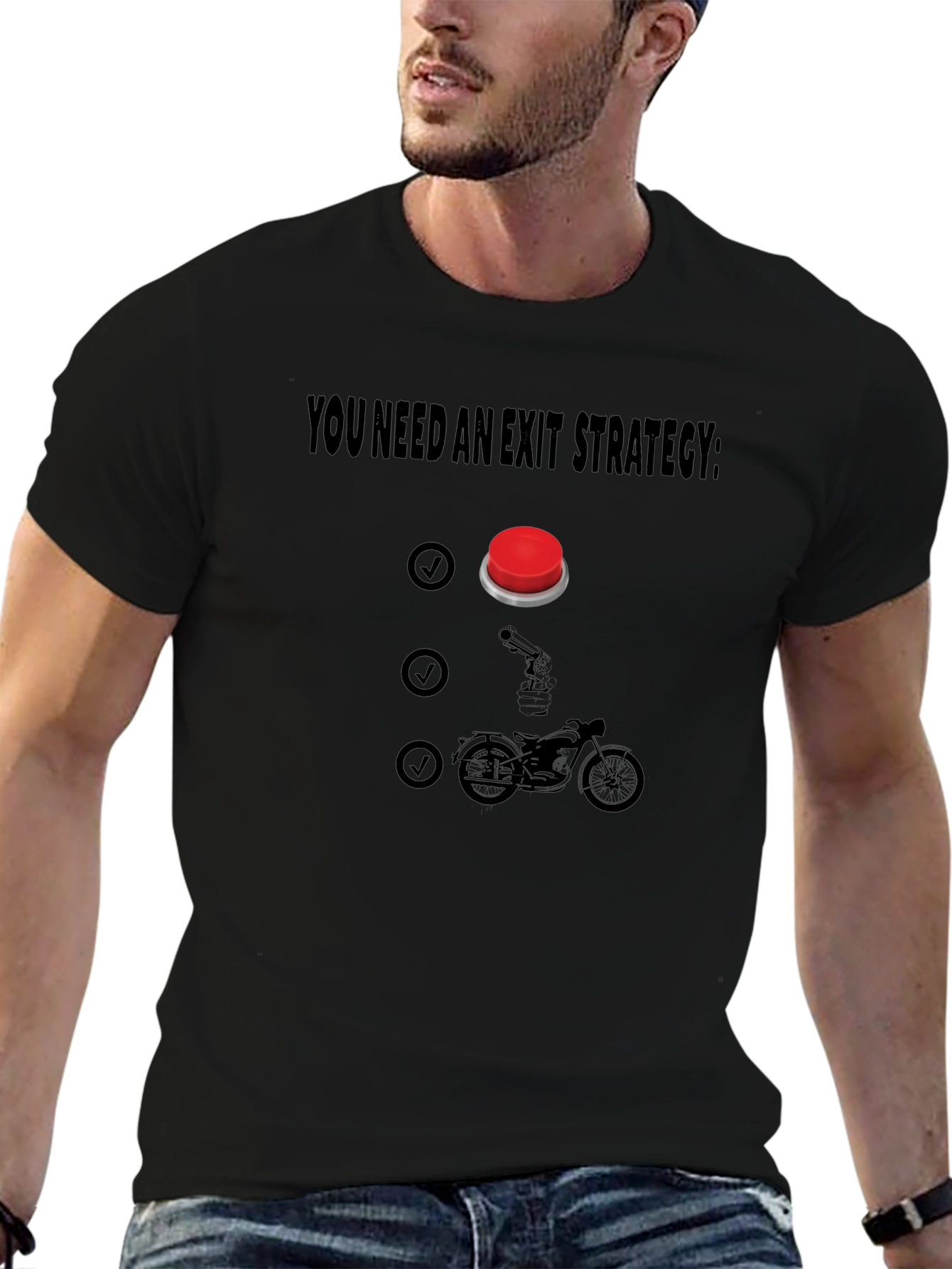 Exit Strategy T-Shirt - Funny Biker Design