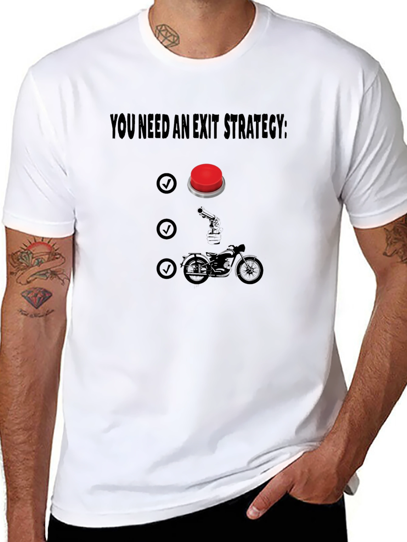 Exit Strategy T-Shirt - Funny Biker Design