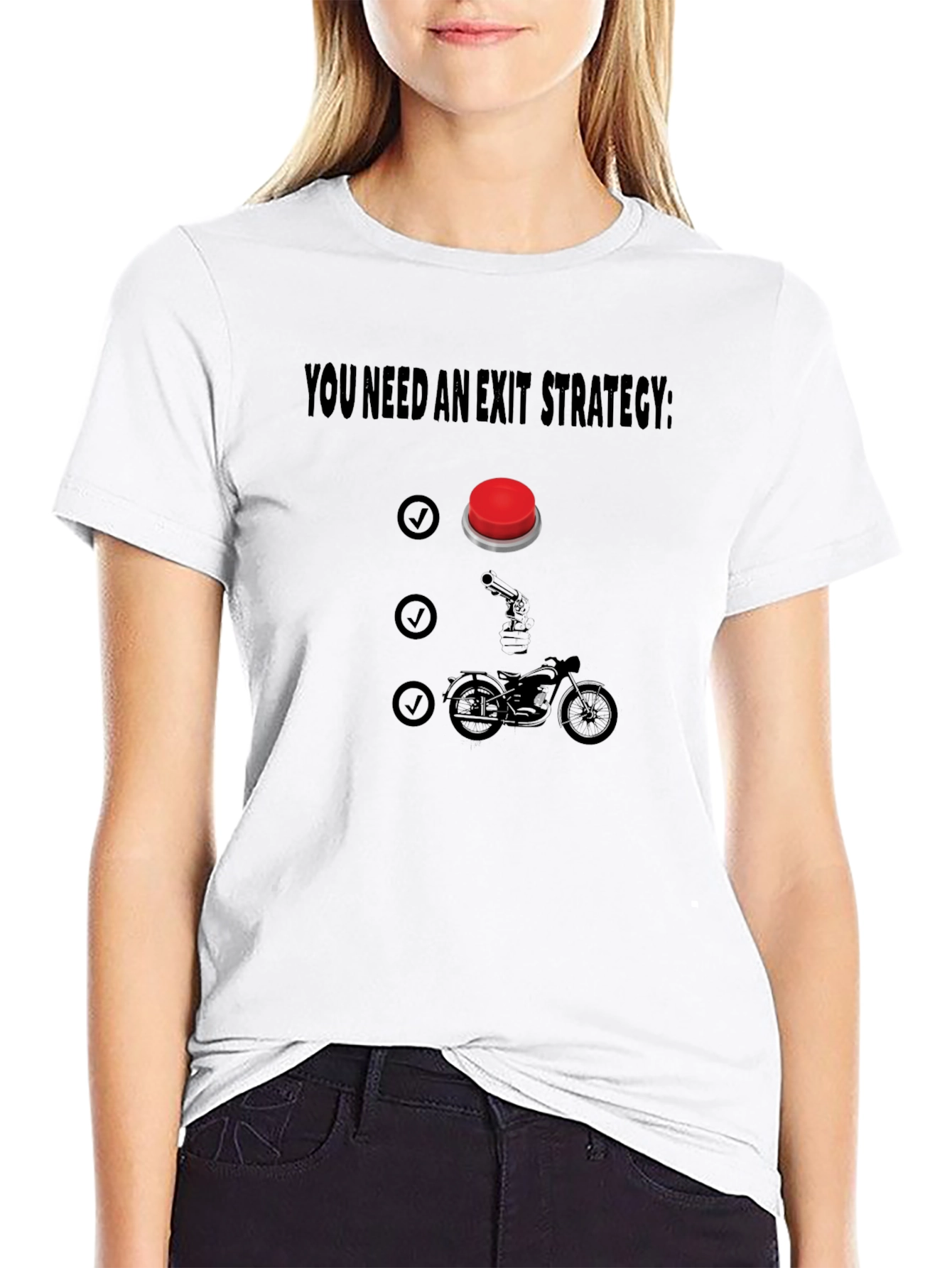 Exit Strategy T-Shirt - Funny Biker Design