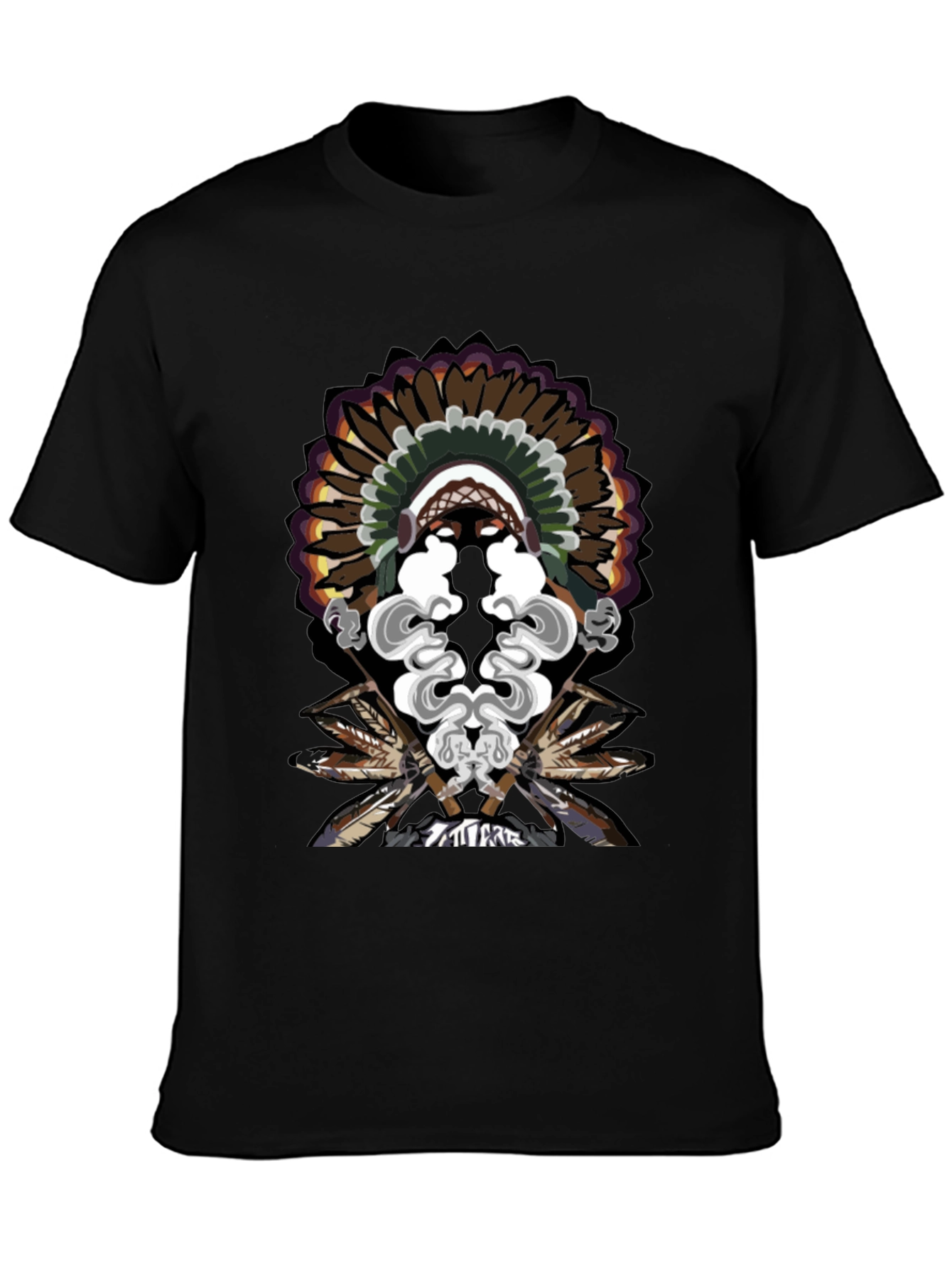 Native American Chief Feather Headdress Graphic T-Shirt