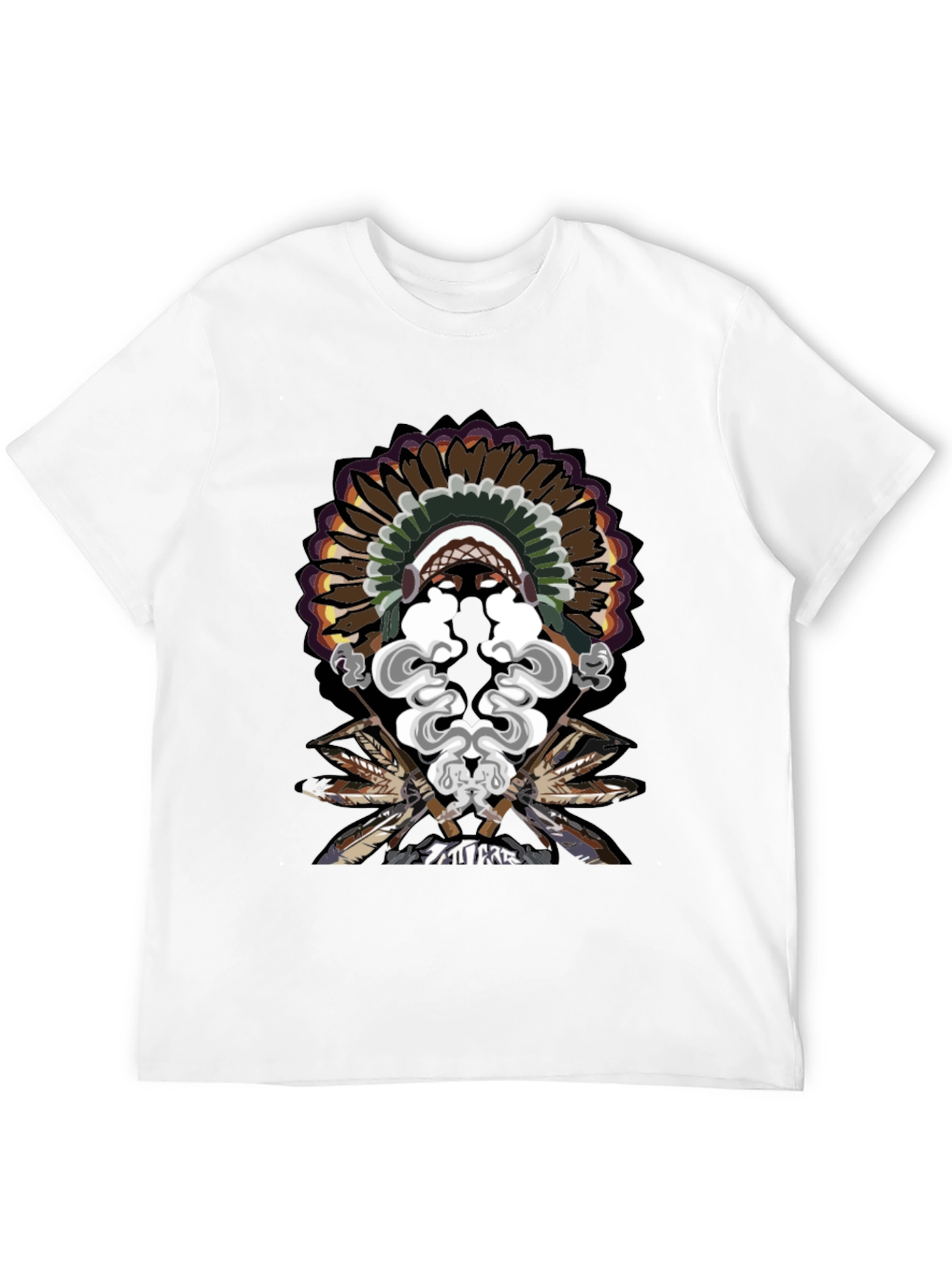 Native American Chief Feather Headdress Graphic T-Shirt