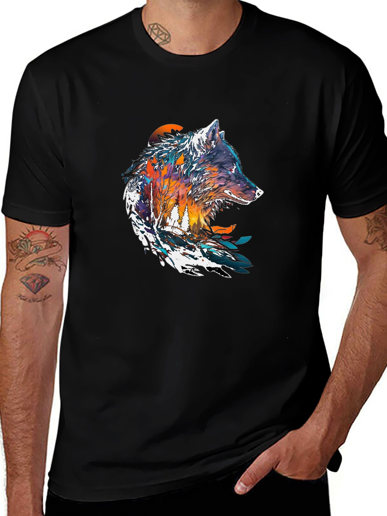 Wolf Graphic Print T-Shirt - Nature Inspired