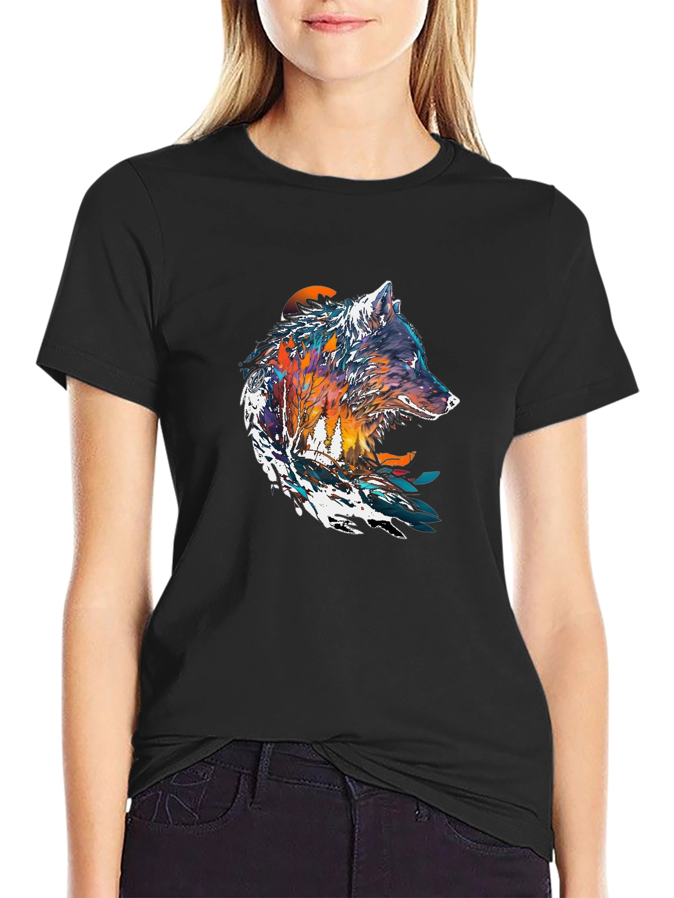 Wolf Graphic Print T-Shirt - Nature Inspired
