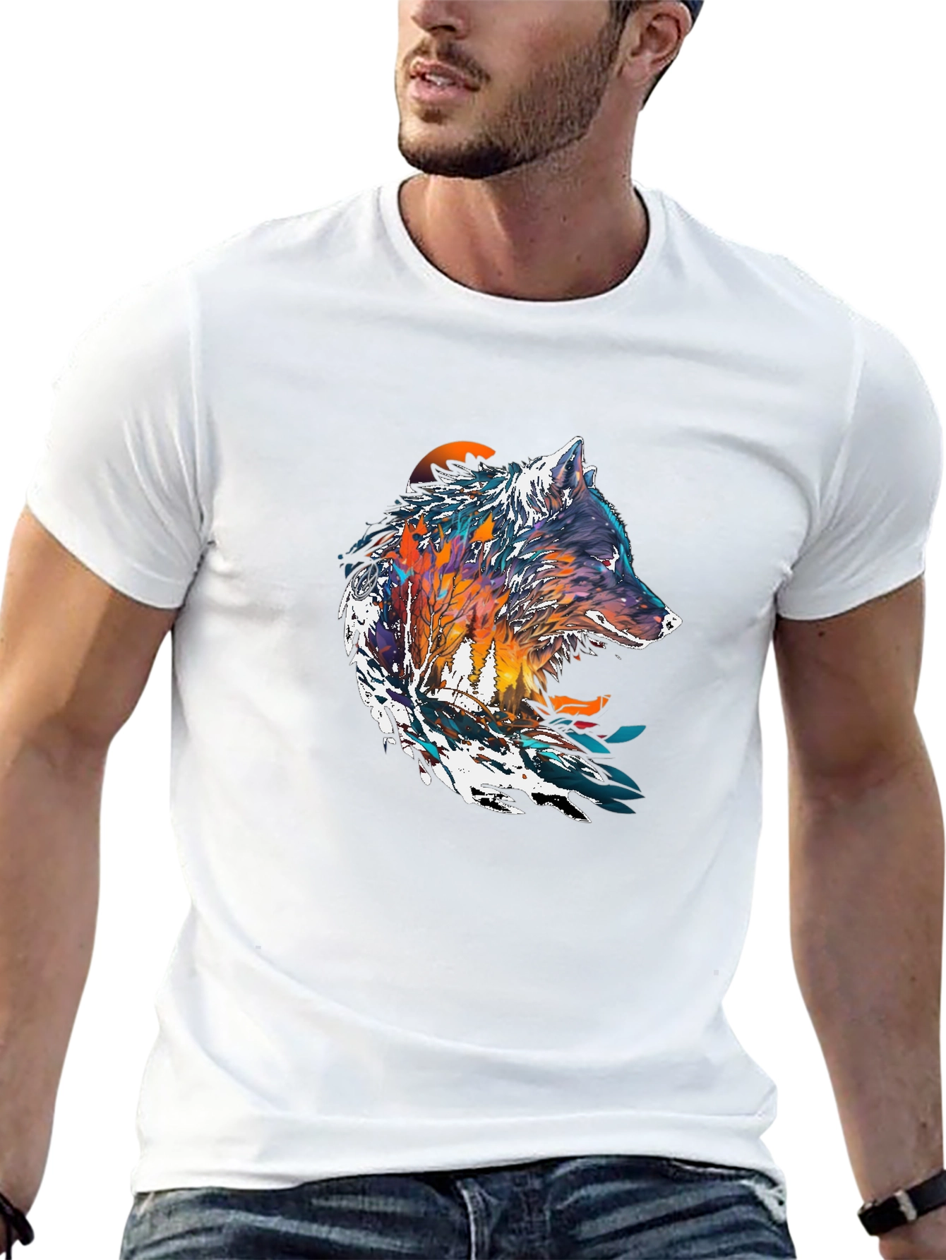 Wolf Graphic Print T-Shirt - Nature Inspired