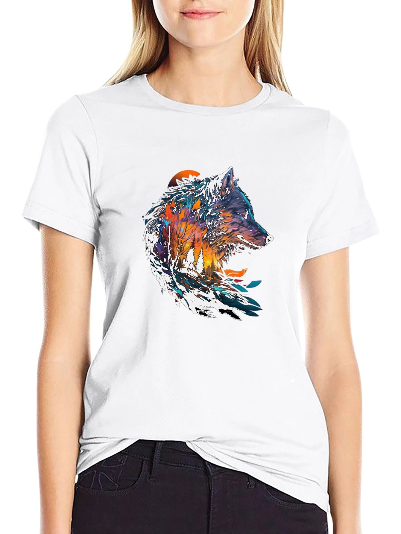 Wolf Graphic Print T-Shirt - Nature Inspired