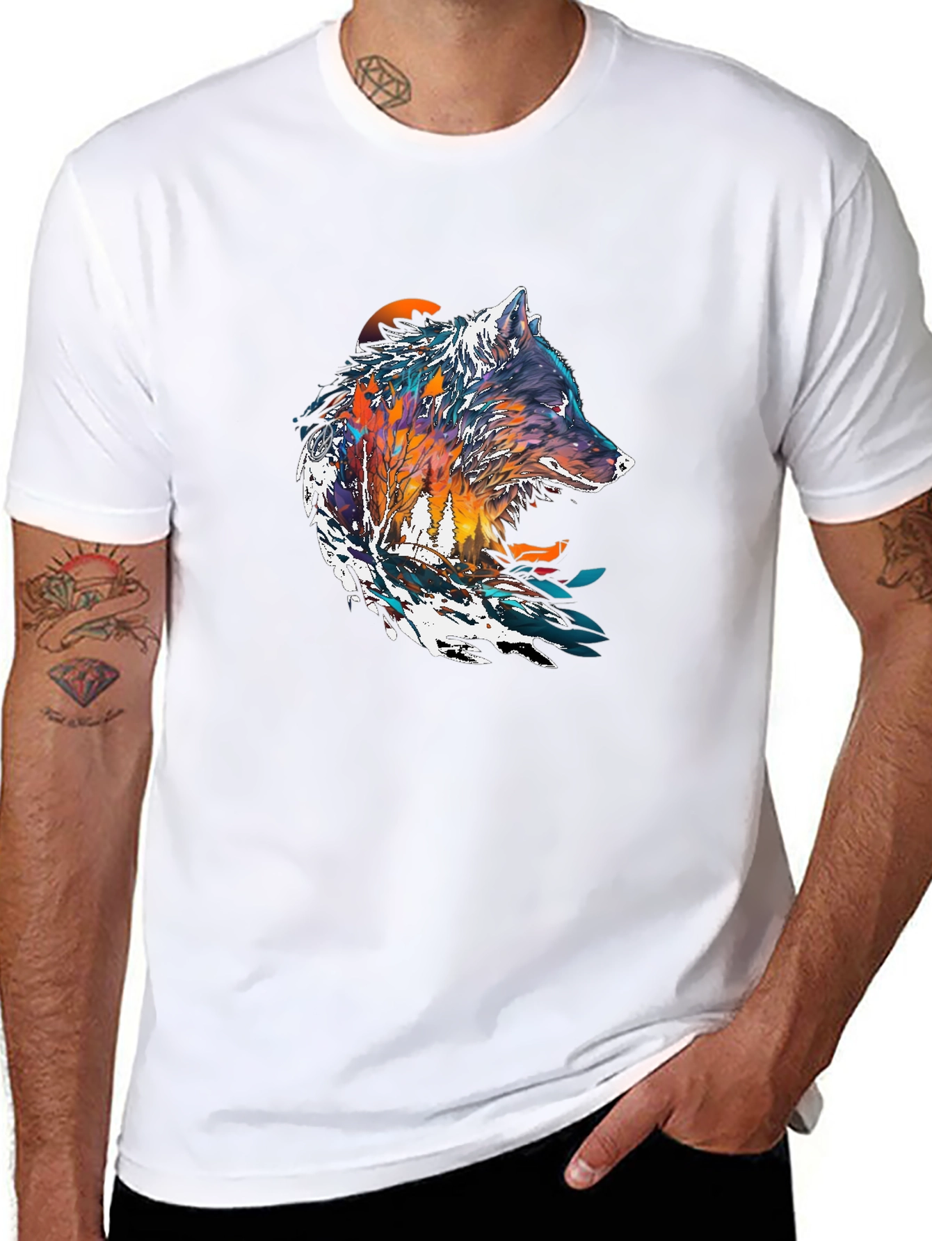 Wolf Graphic Print T-Shirt - Nature Inspired