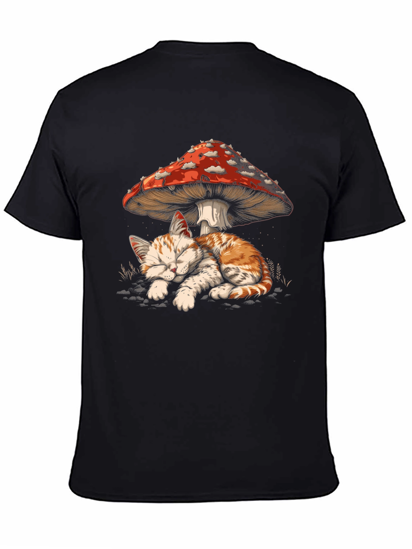 Cat Napping Under Mushroom Graphic Tee