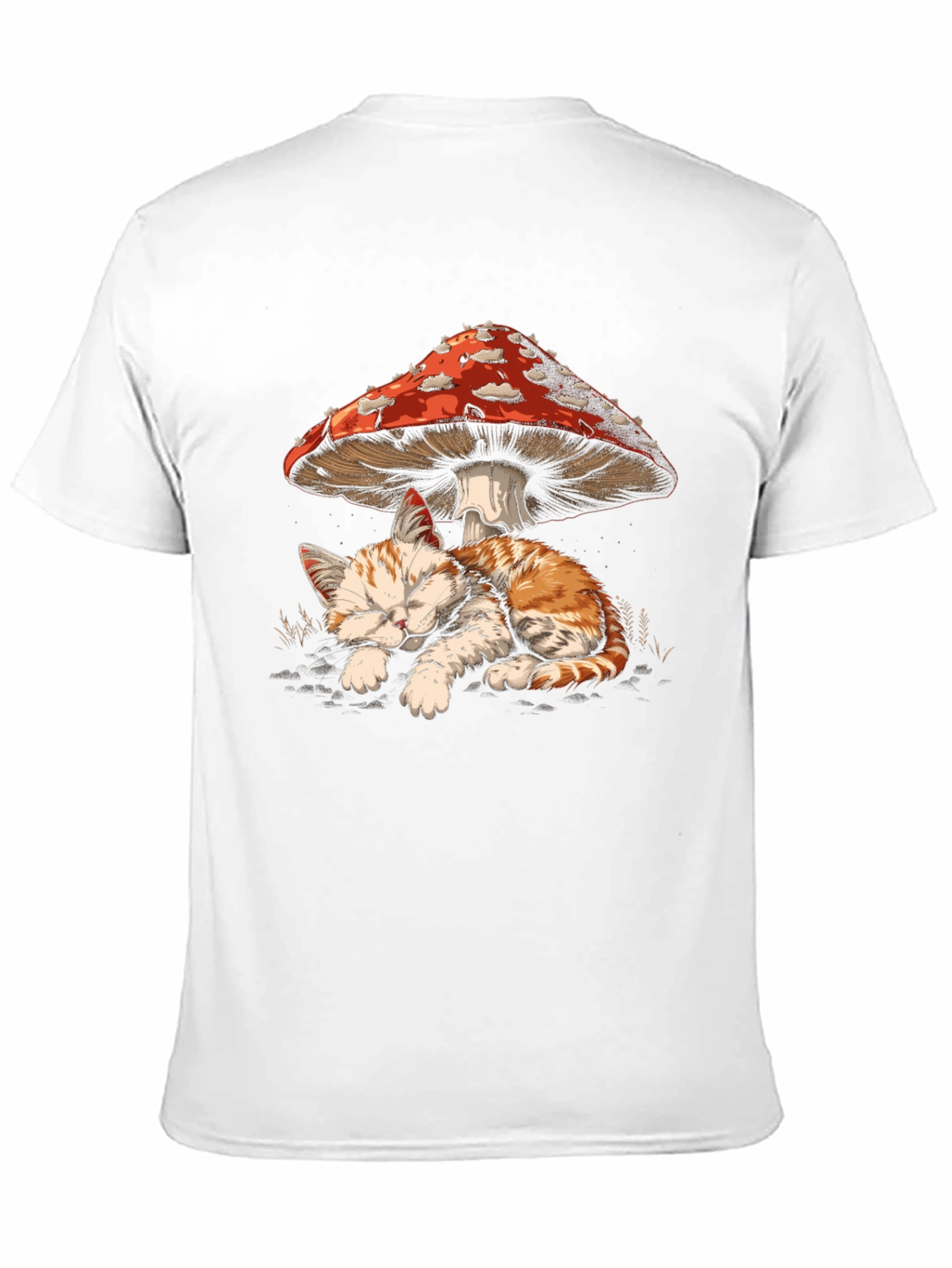 Cat Napping Under Mushroom Graphic Tee