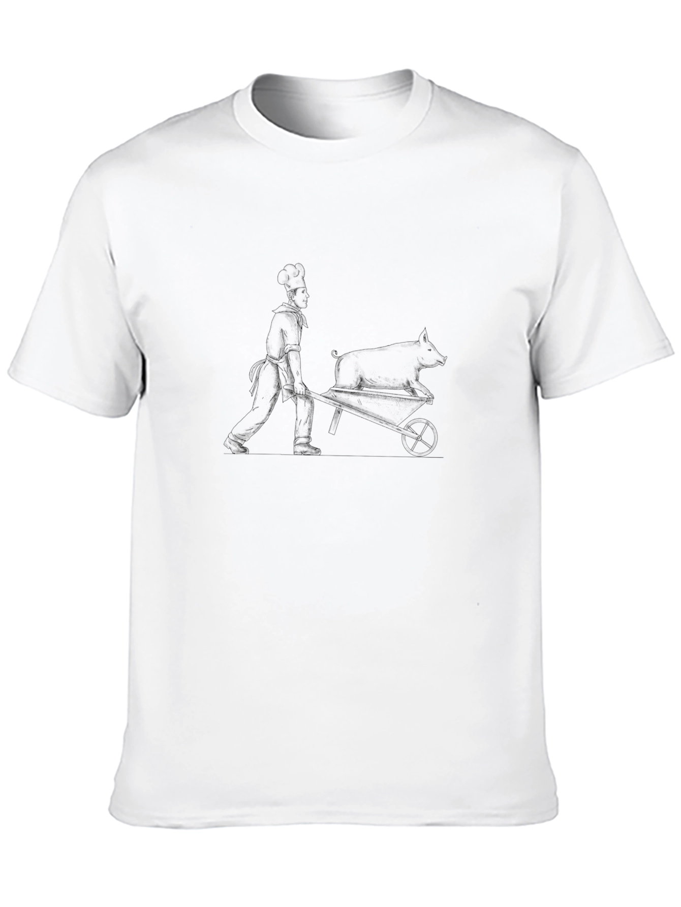Chef and Pig Wheelbarrow Graphic Tee - Black