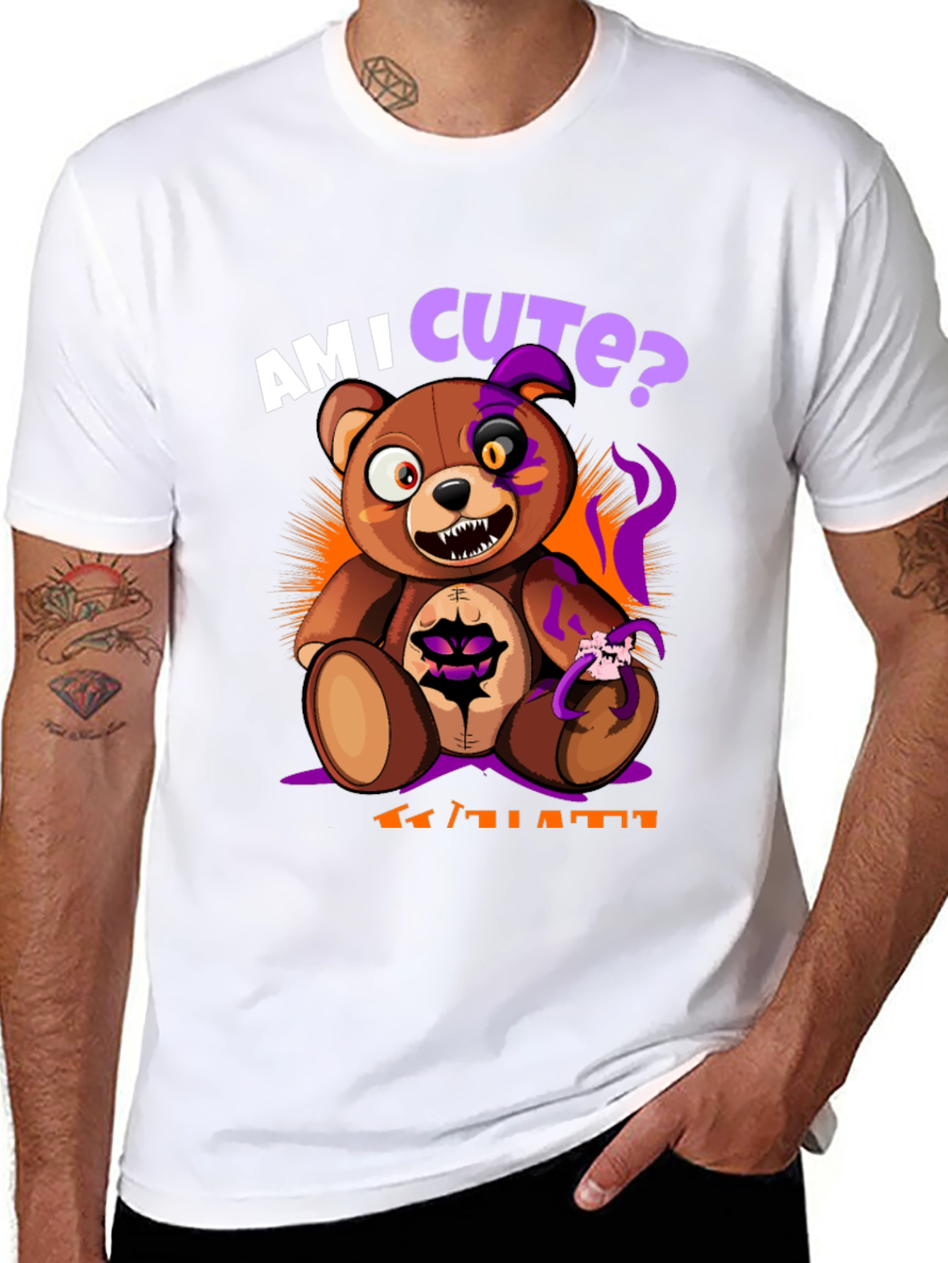 Am I Cute? Scary Halloween Teddy Bear T-Shirt