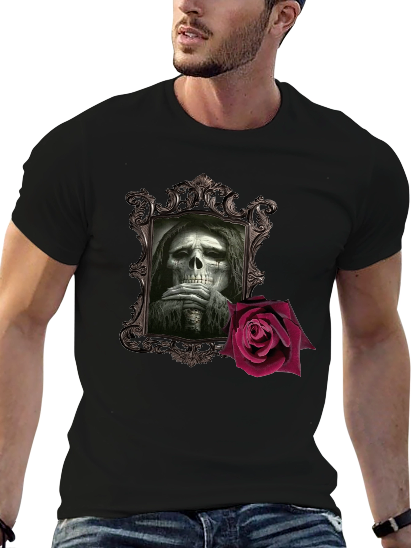 Grim Reaper Rose Graphic T-Shirt