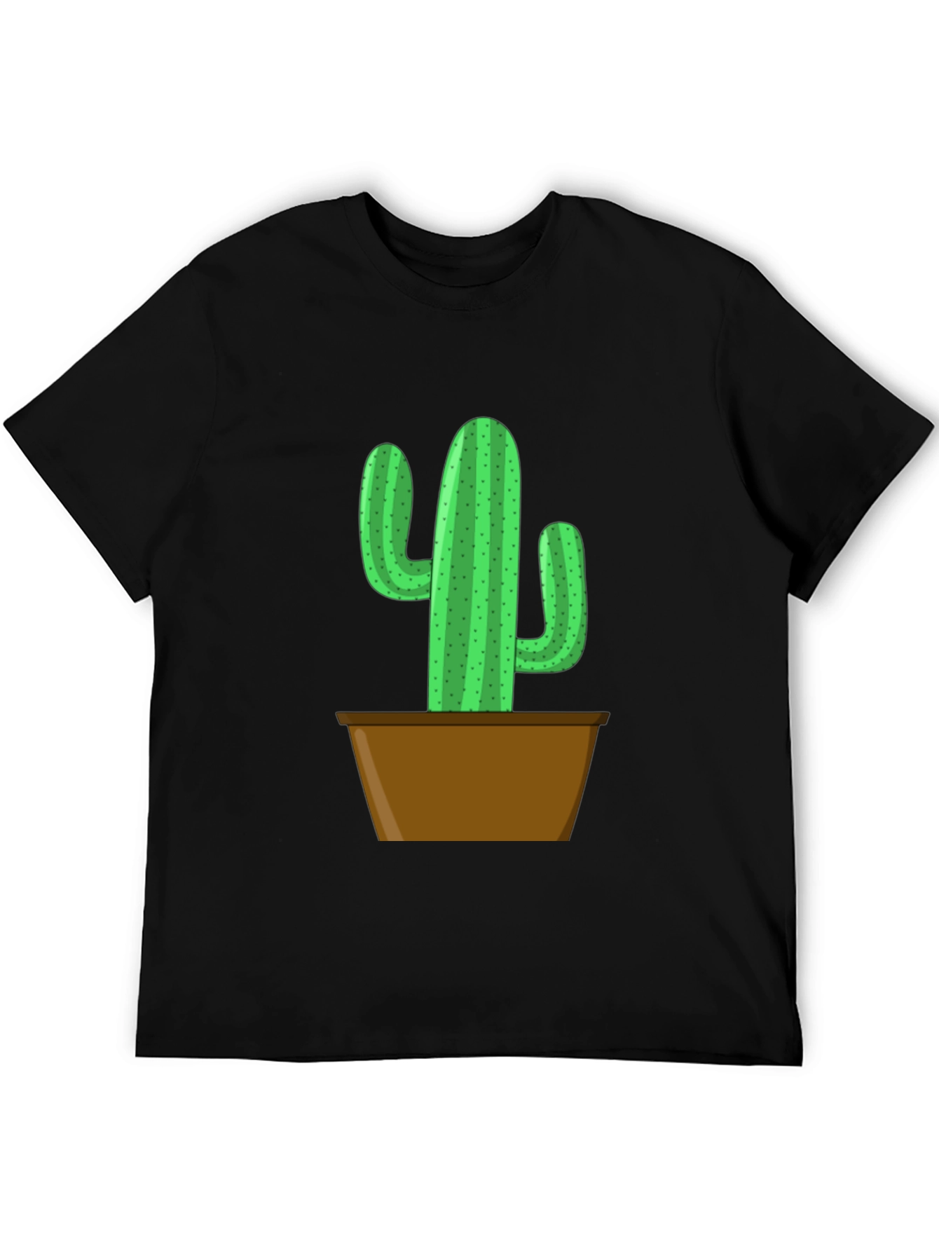 Potted Cactus Graphic Tee - Black Cotton Blend
