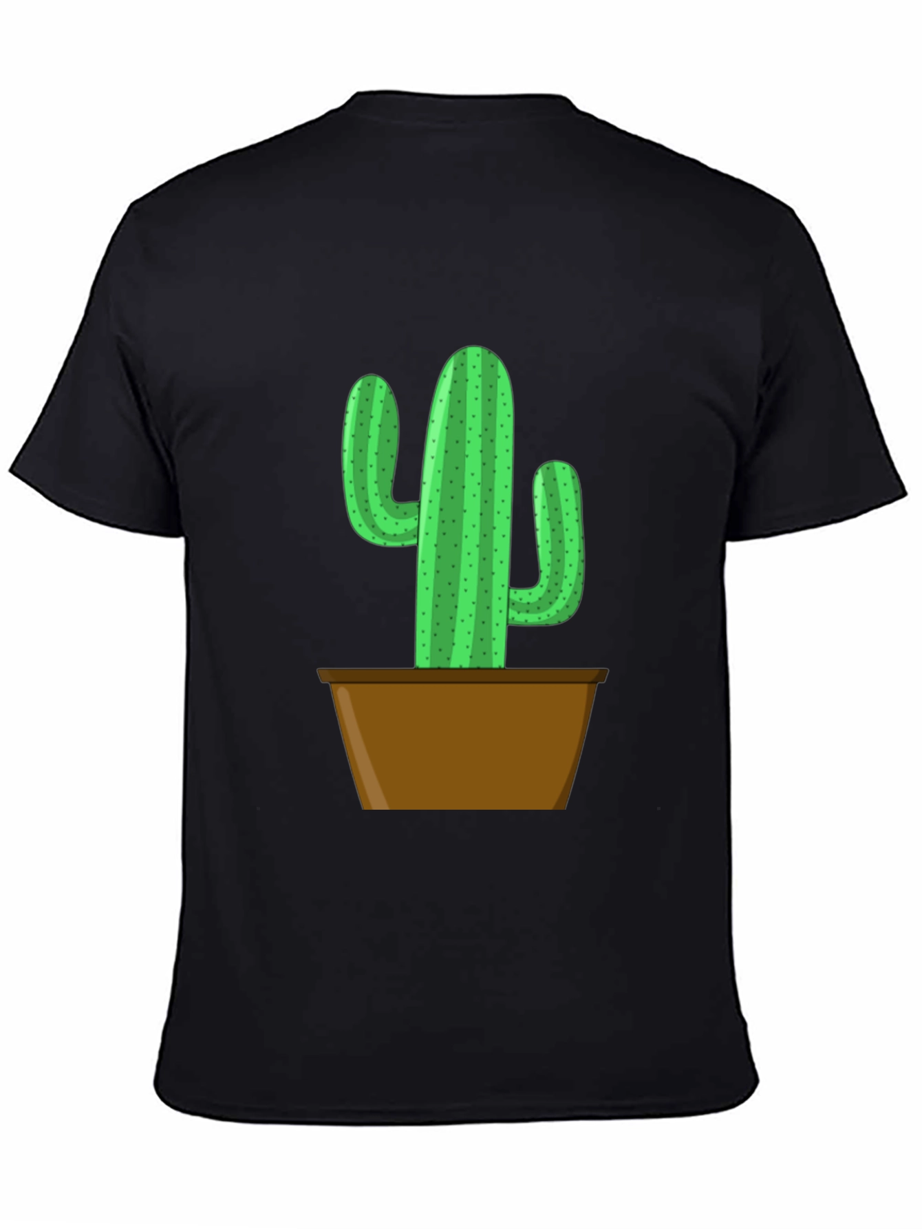 Potted Cactus Graphic Tee - Black Cotton Blend