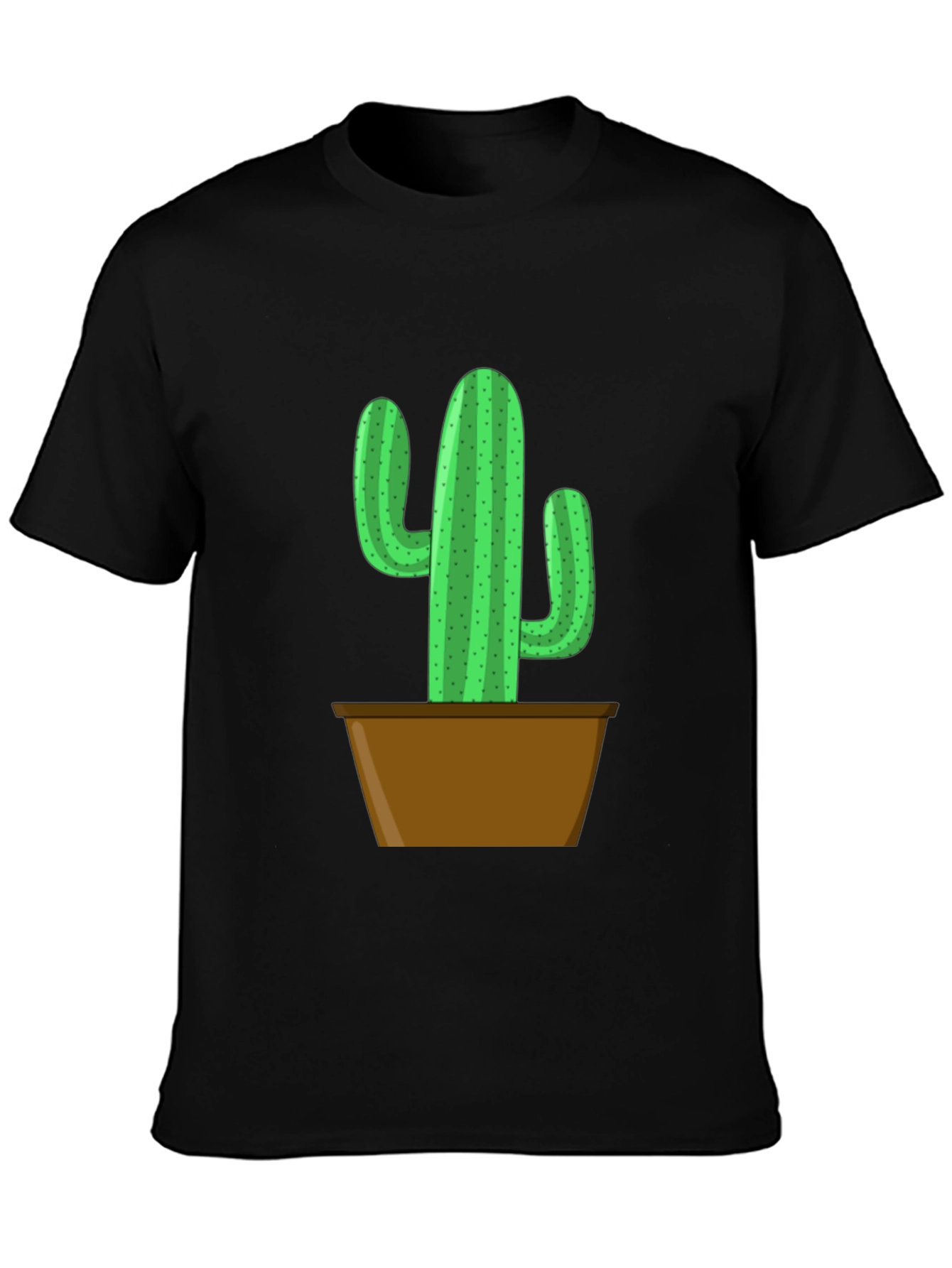 Potted Cactus Graphic Tee - Black Cotton Blend