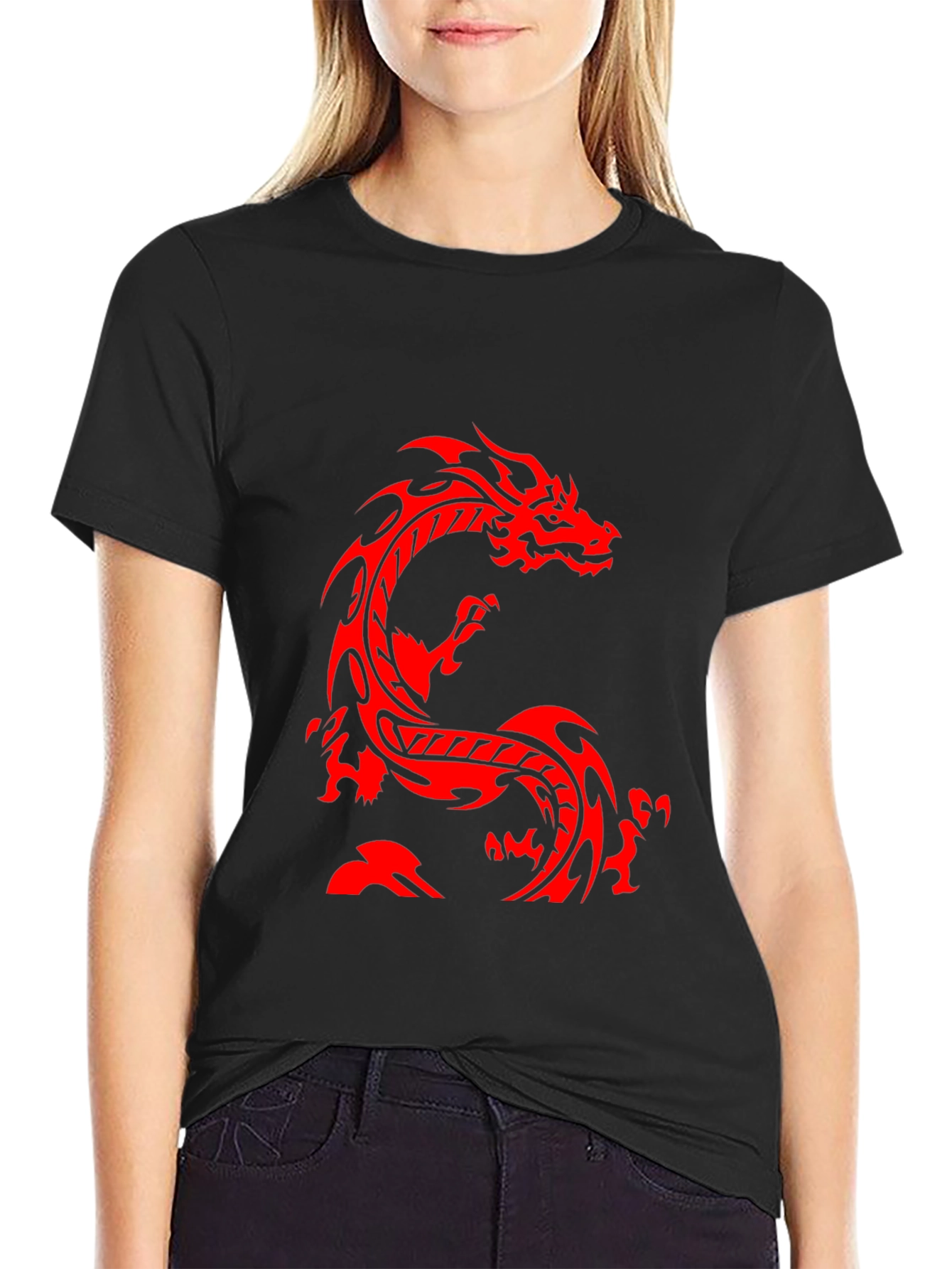 Red Dragon Graphic Black T-Shirt - Casual Style