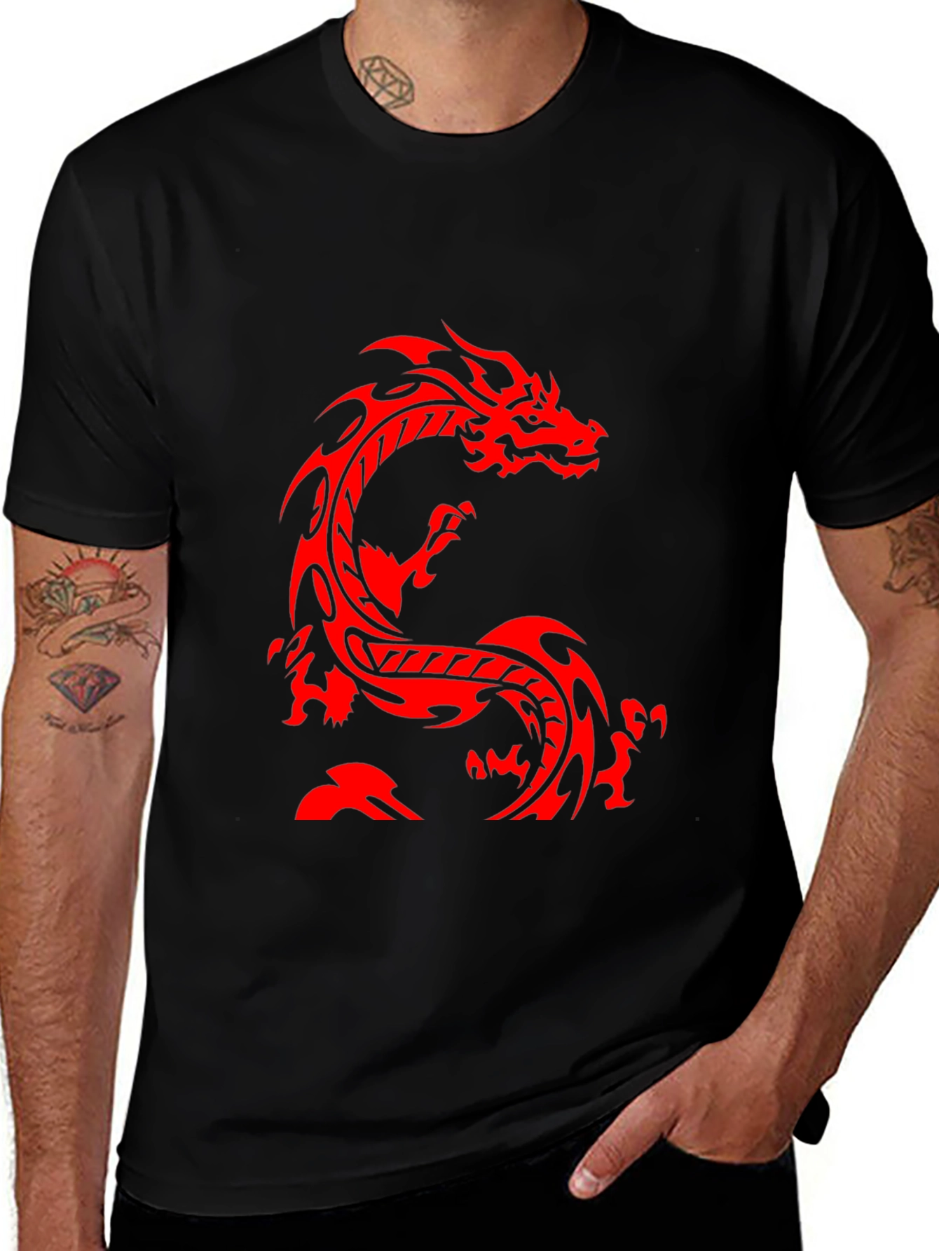 Red Dragon Graphic Black T-Shirt - Casual Style