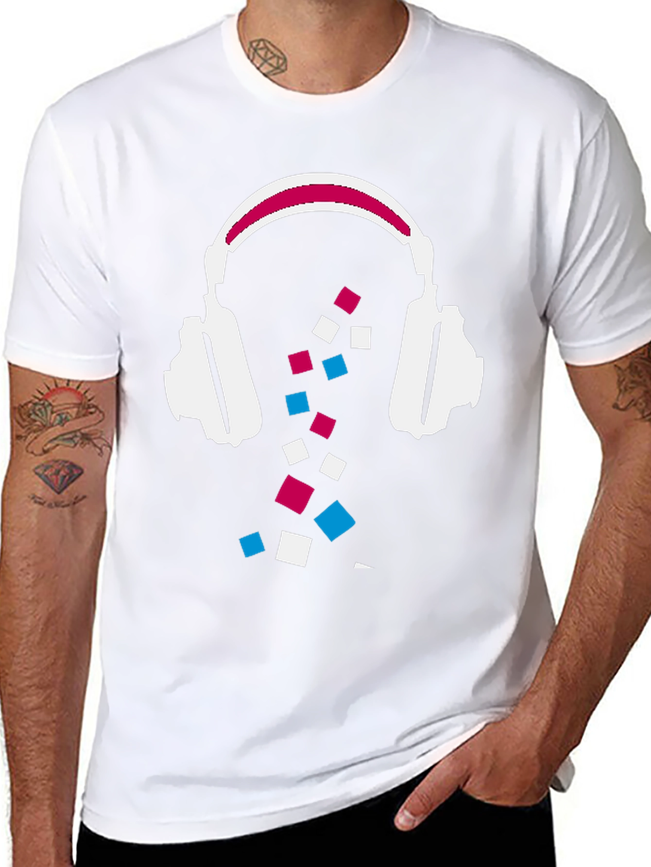 Abstract Headphones Graphic Tee - Black
