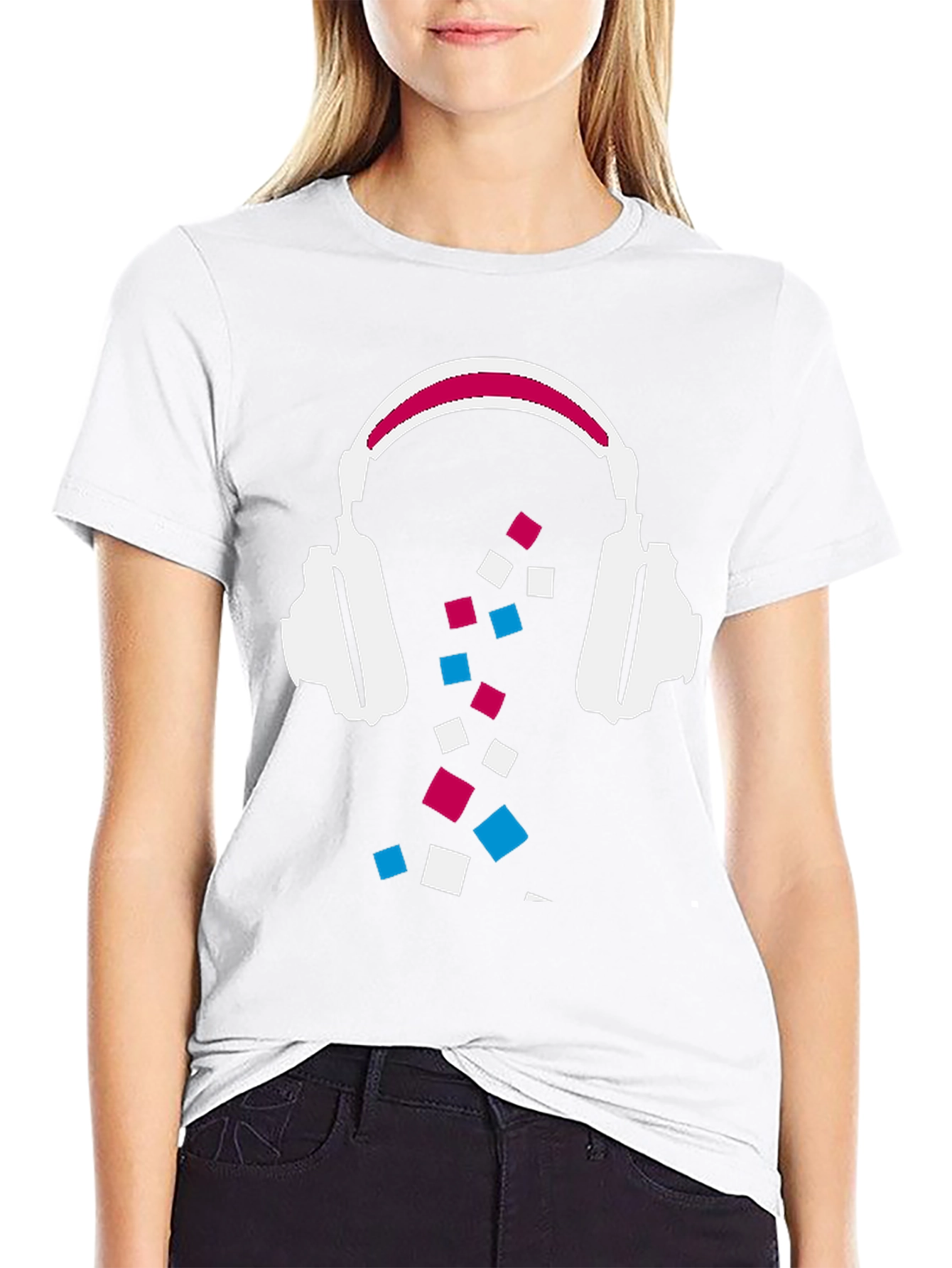 Abstract Headphones Graphic Tee - Black