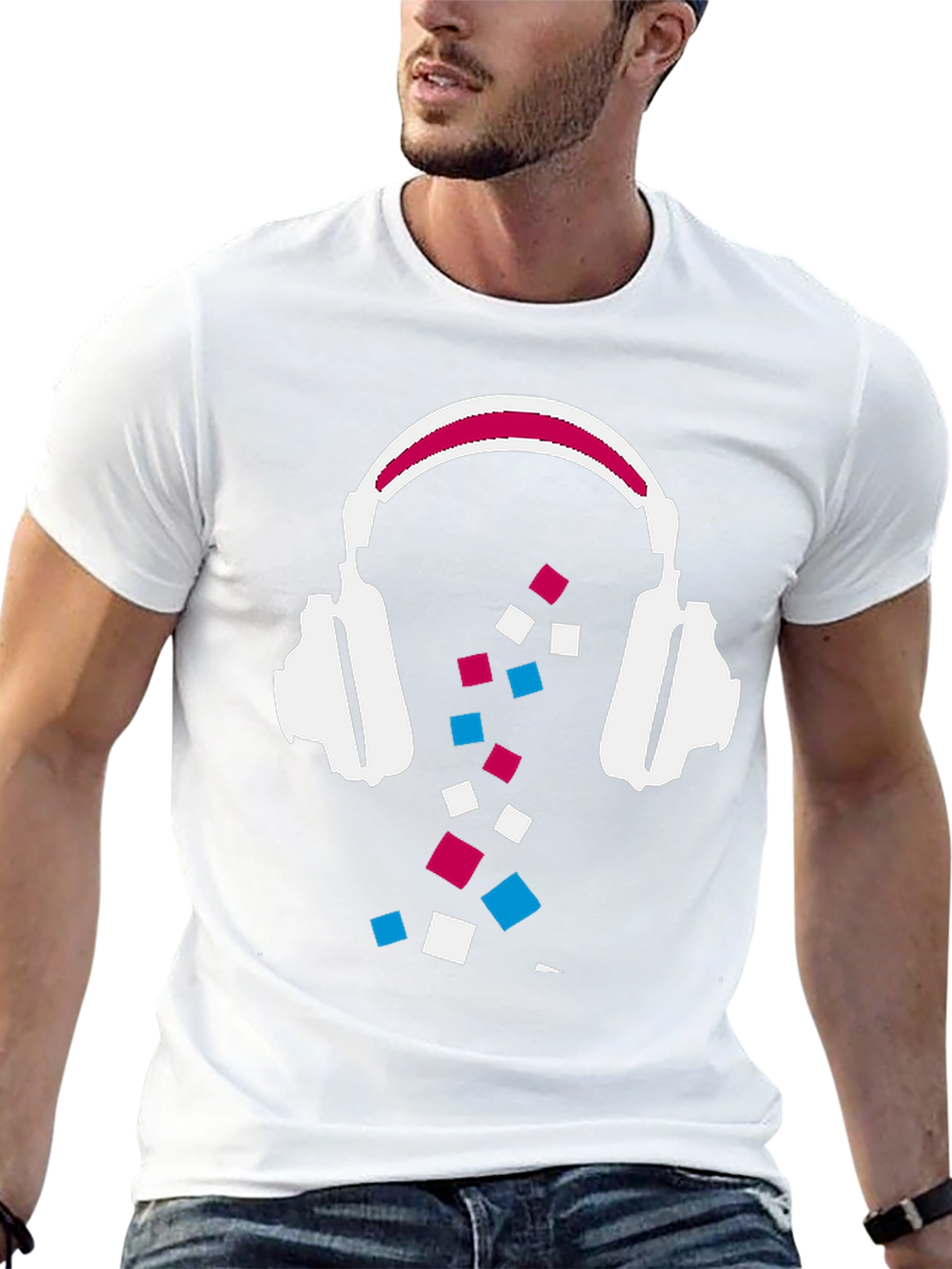 Abstract Headphones Graphic Tee - Black