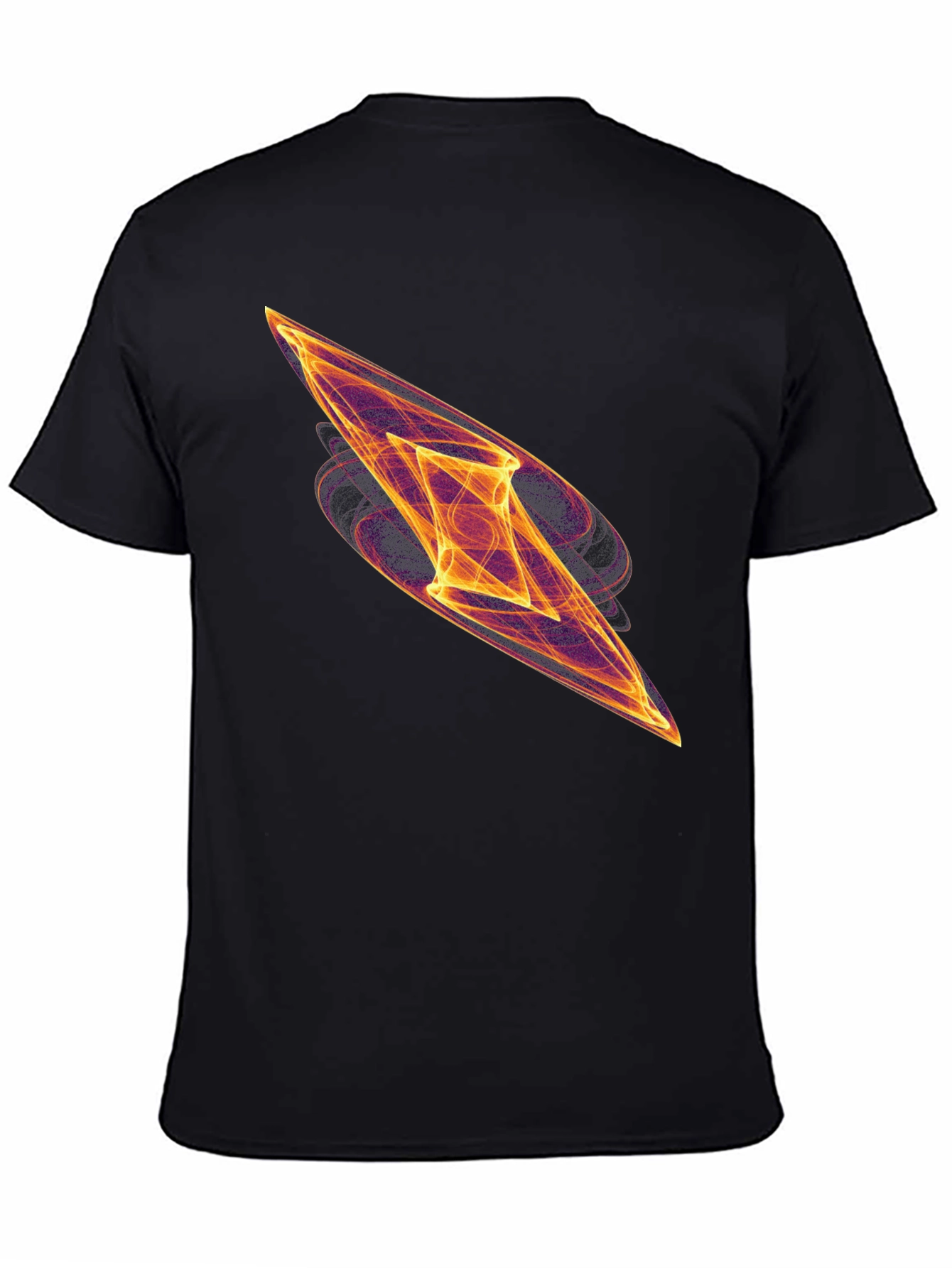 Abstract Fire Diamond Graphic Tee - Black Cotton T-Shirt