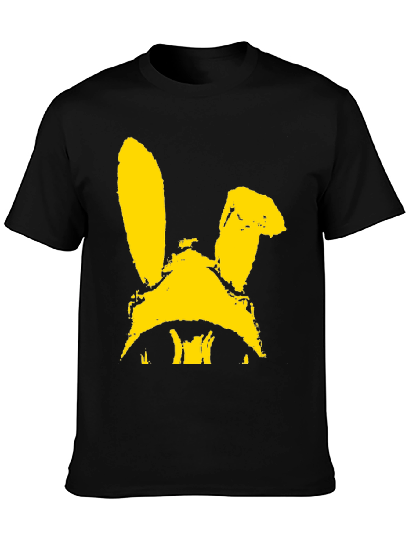 Black T-Shirt with Yellow Bunny Graphic